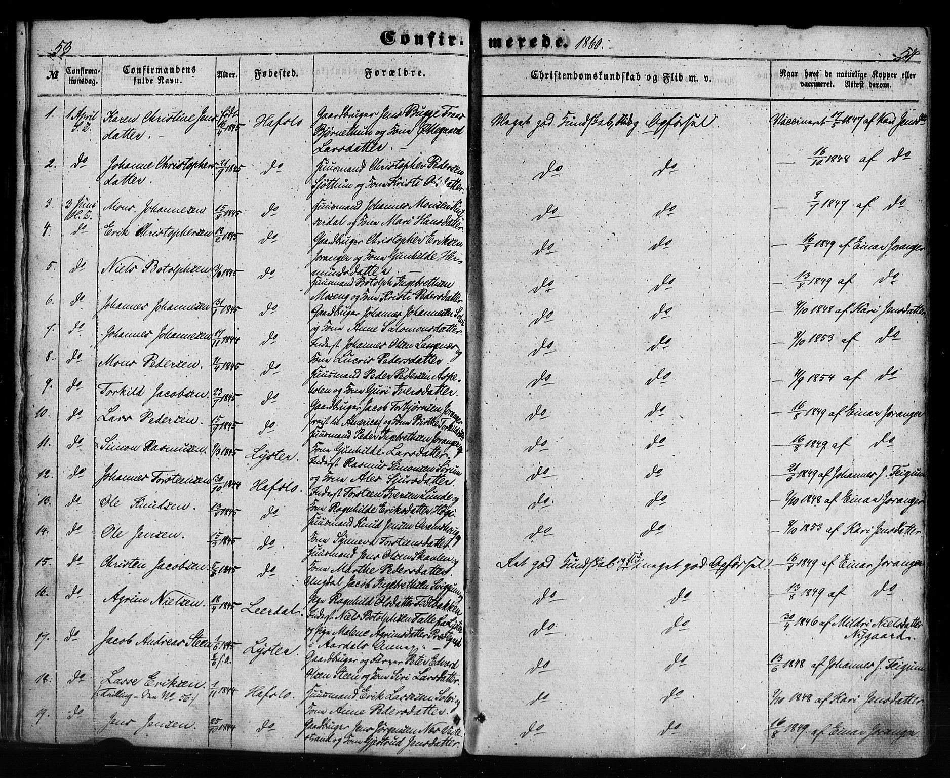 Hafslo sokneprestembete, SAB/A-80301/H/Haa/Haaa/L0012: Parish register (official) no. A 12, 1852-1885, p. 52-53