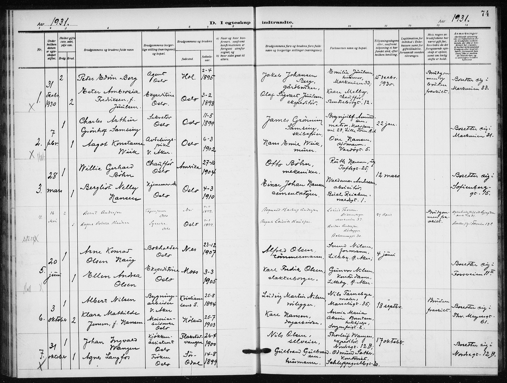 Hauge prestekontor Kirkebøker, AV/SAO-A-10849/F/Fa/L0004: Parish register (official) no. 4, 1917-1938, p. 74