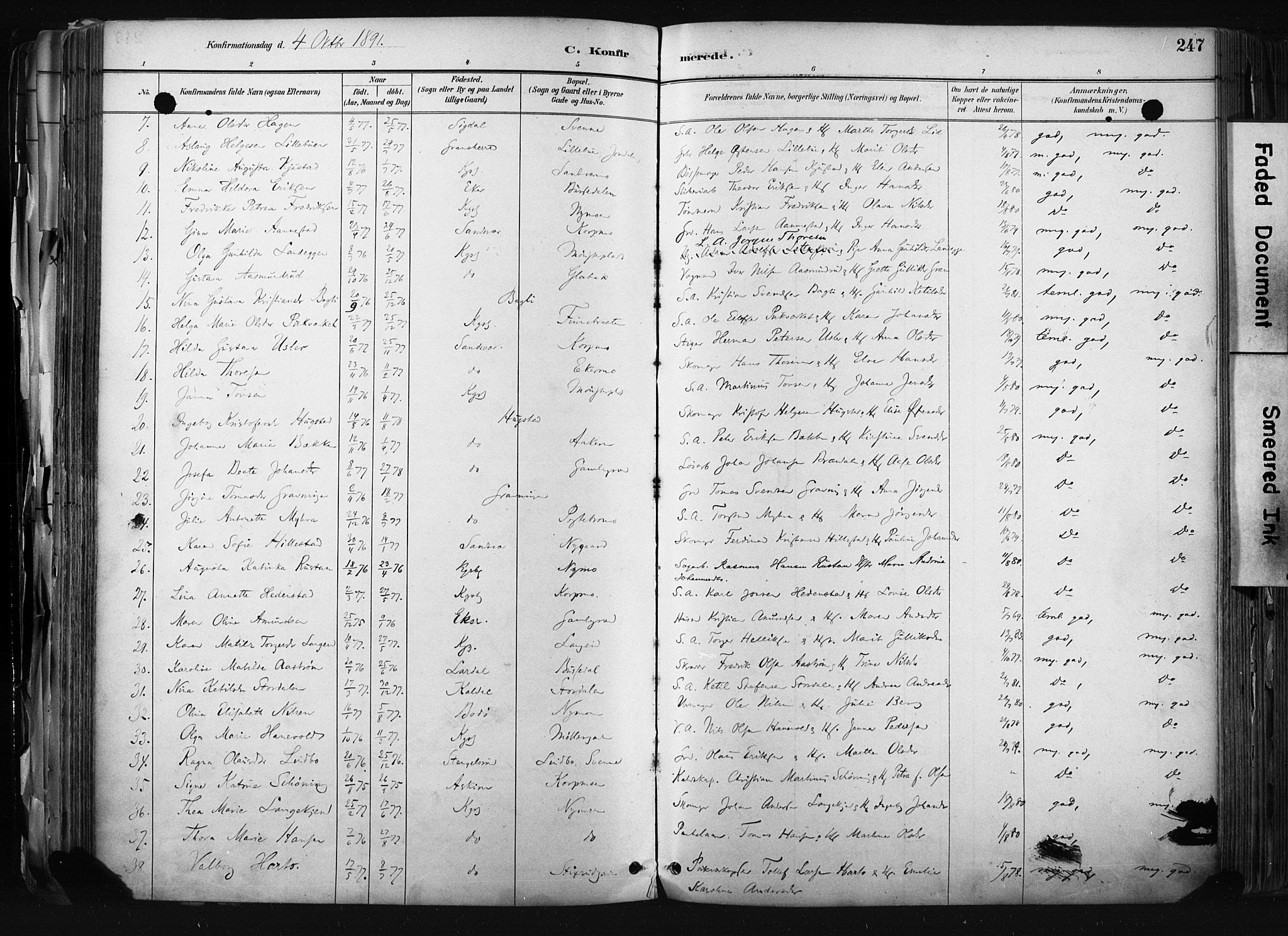 Kongsberg kirkebøker, AV/SAKO-A-22/F/Fb/L0002: Parish register (official) no. II 2, 1886-1896, p. 247