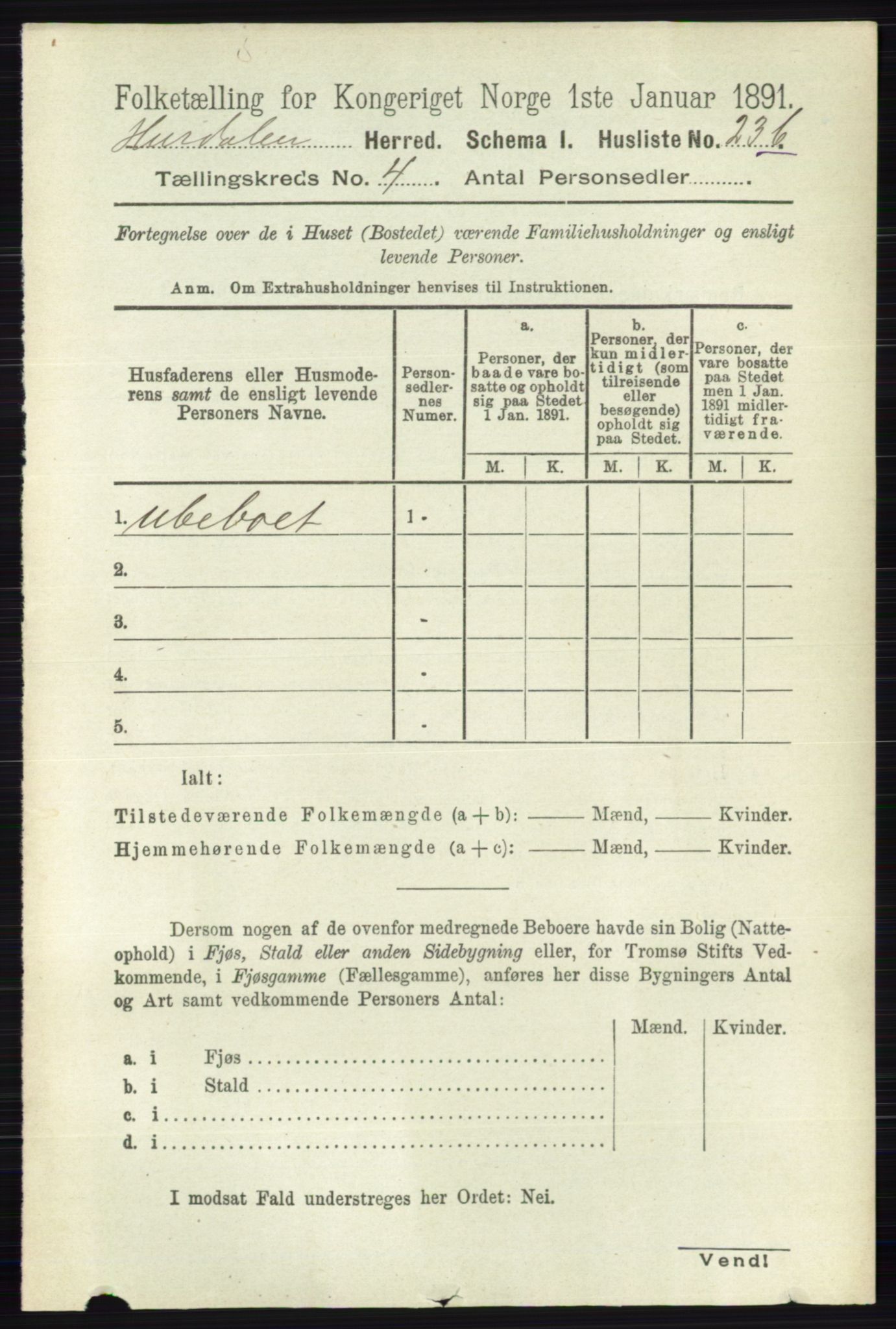 RA, 1891 census for 0239 Hurdal, 1891, p. 1347