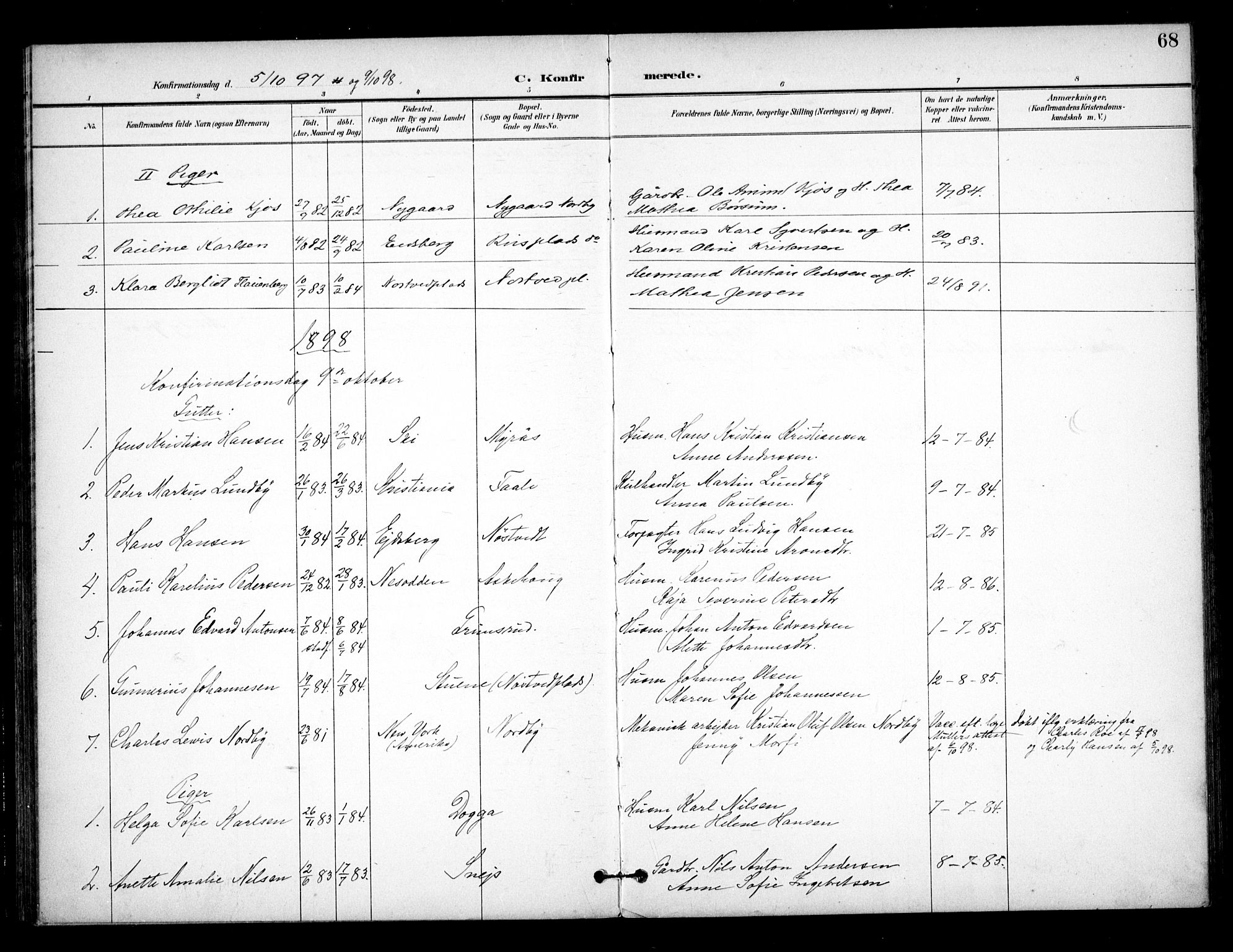 Ås prestekontor Kirkebøker, SAO/A-10894/F/Fb/L0002: Parish register (official) no. II 2, 1895-1916, p. 68