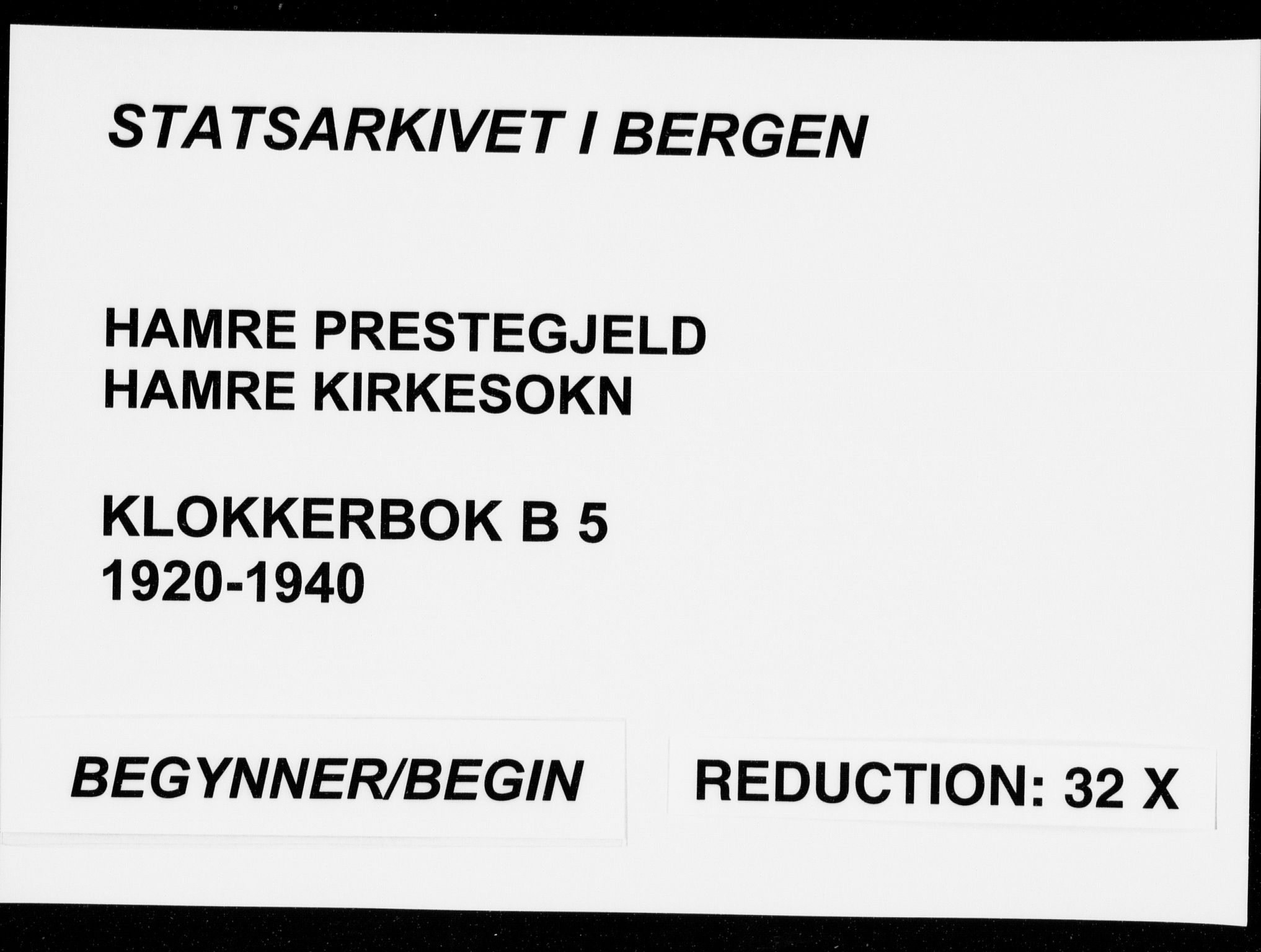 Hamre sokneprestembete, SAB/A-75501/H/Ha/Hab: Parish register (copy) no. B 5, 1920-1940