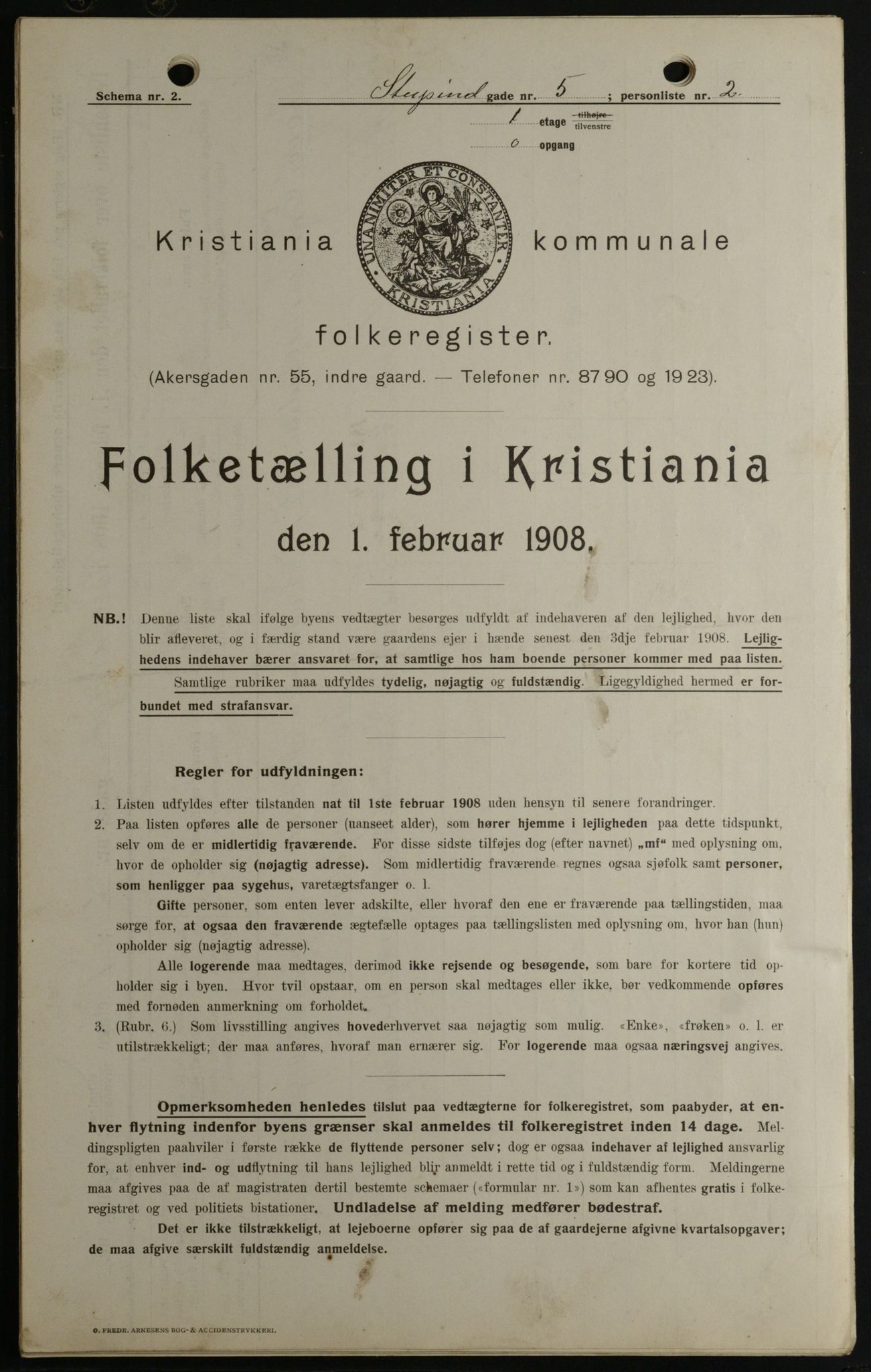 OBA, Municipal Census 1908 for Kristiania, 1908, p. 94035