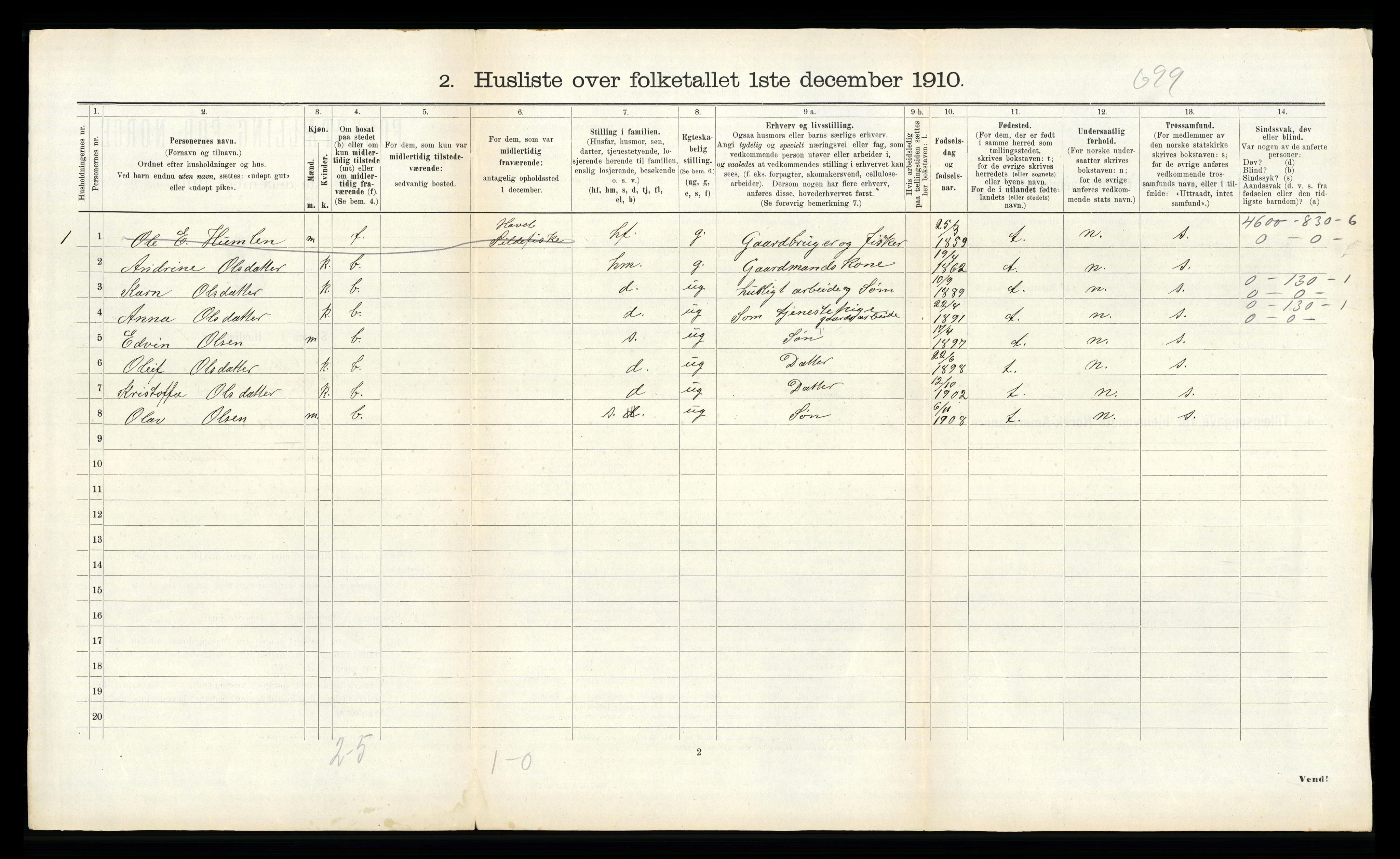 RA, 1910 census for Borgund, 1910, p. 814