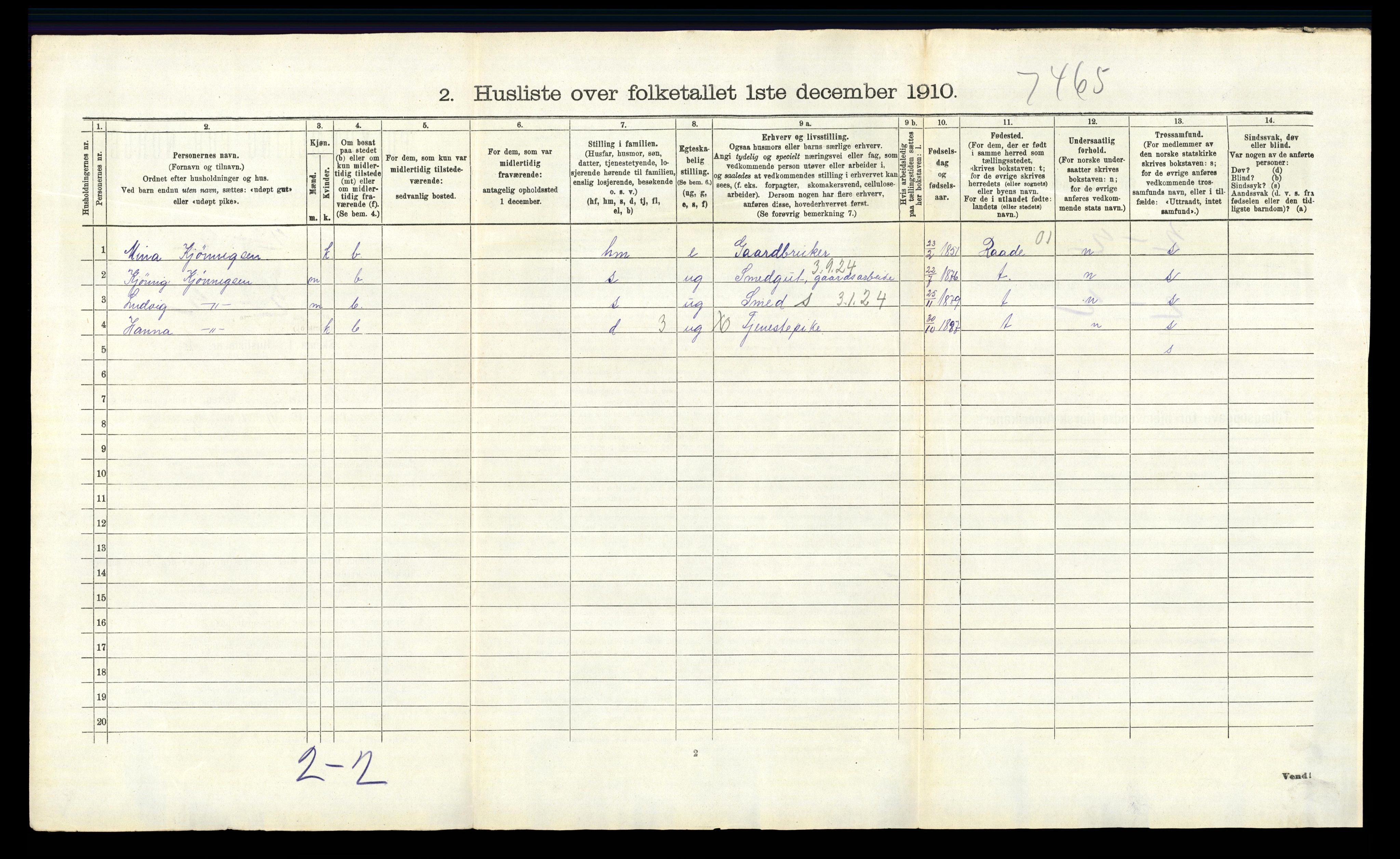 RA, 1910 census for Glemmen, 1910, p. 2557