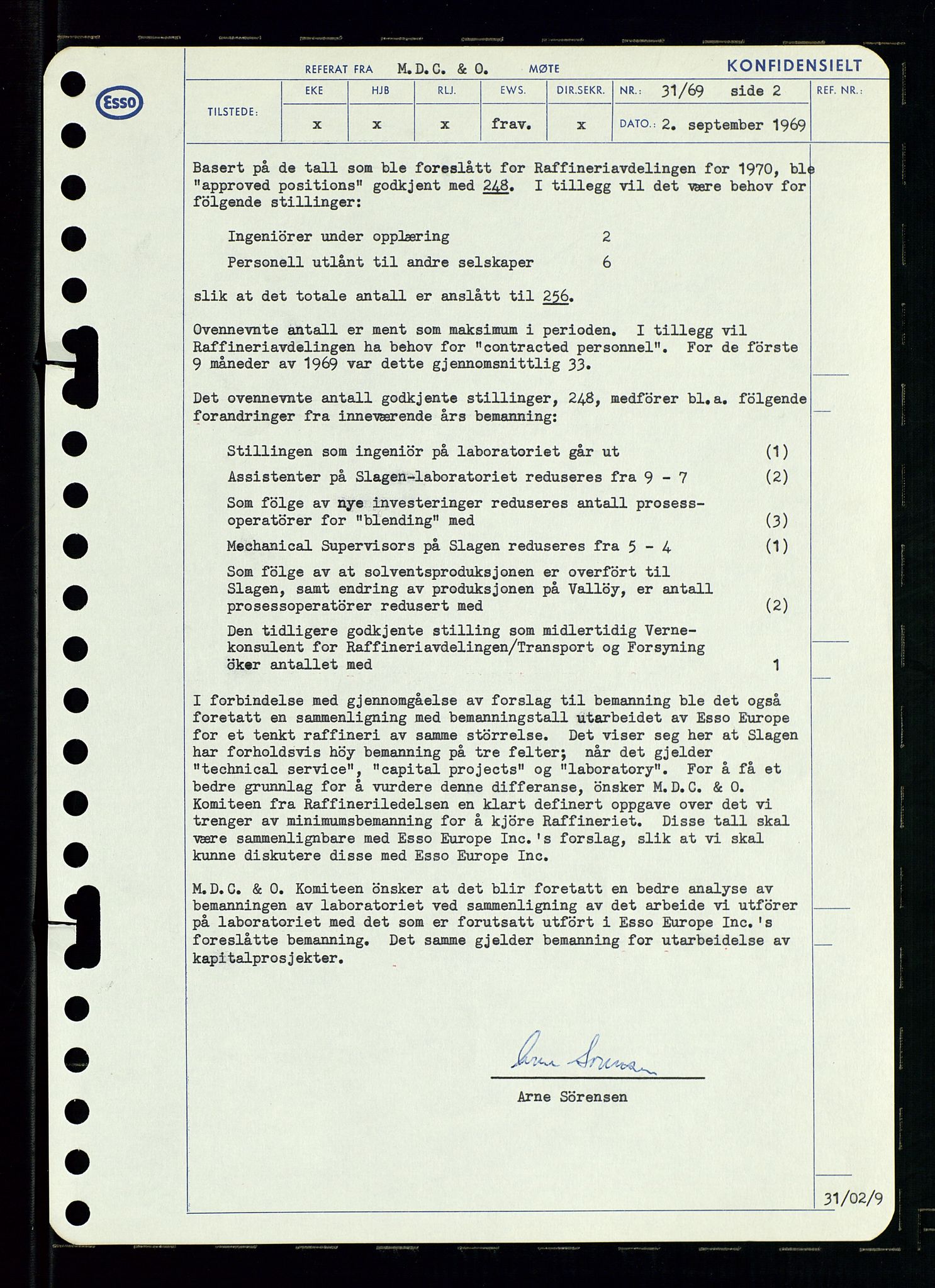 Pa 0982 - Esso Norge A/S, AV/SAST-A-100448/A/Aa/L0003/0001: Den administrerende direksjon Board minutes (styrereferater) og Bedriftforsamlingsprotokoll / Den administrerende direksjon Board minutes (styrereferater), 1969, p. 175