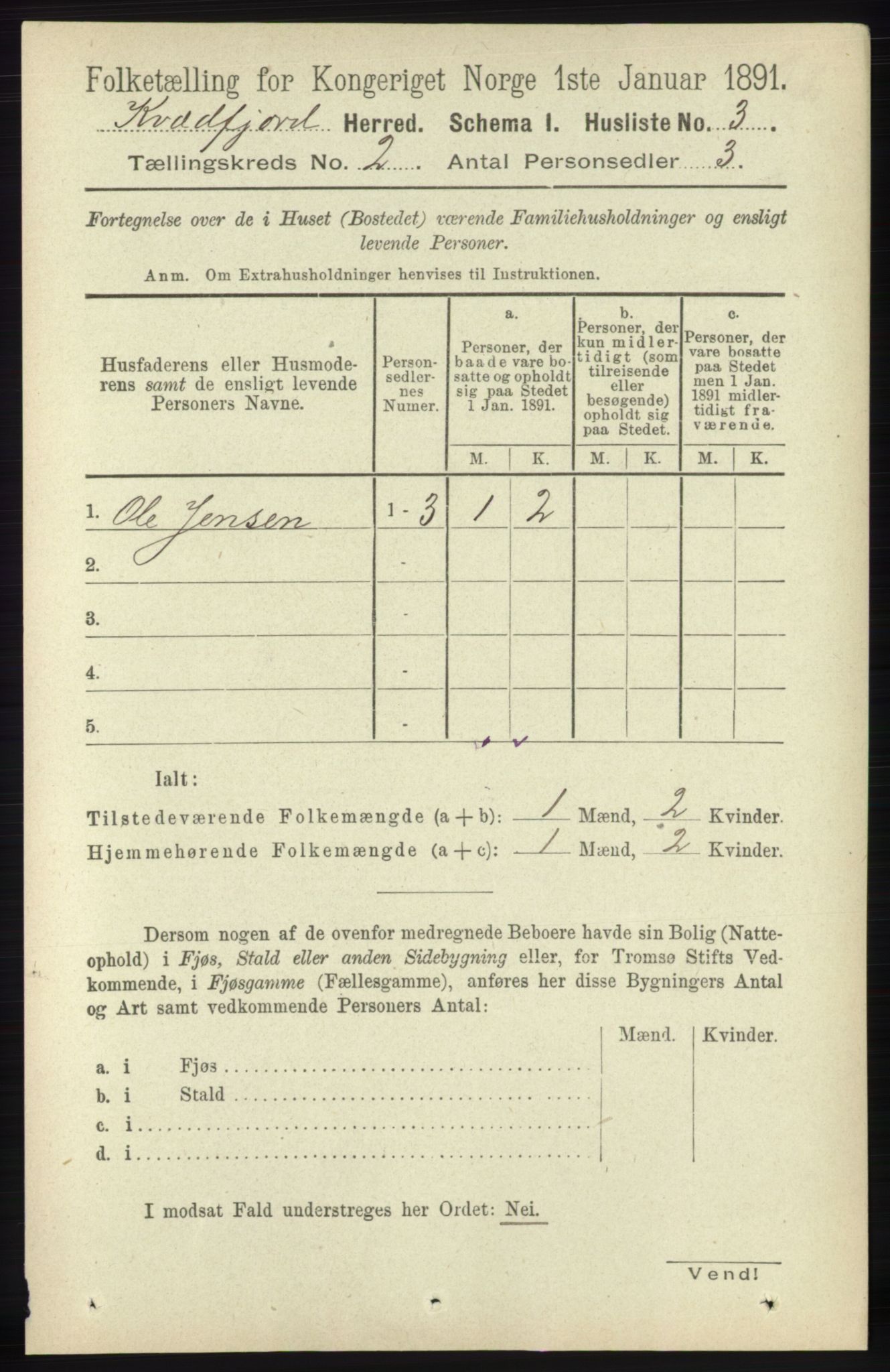 RA, 1891 census for 1911 Kvæfjord, 1891, p. 630