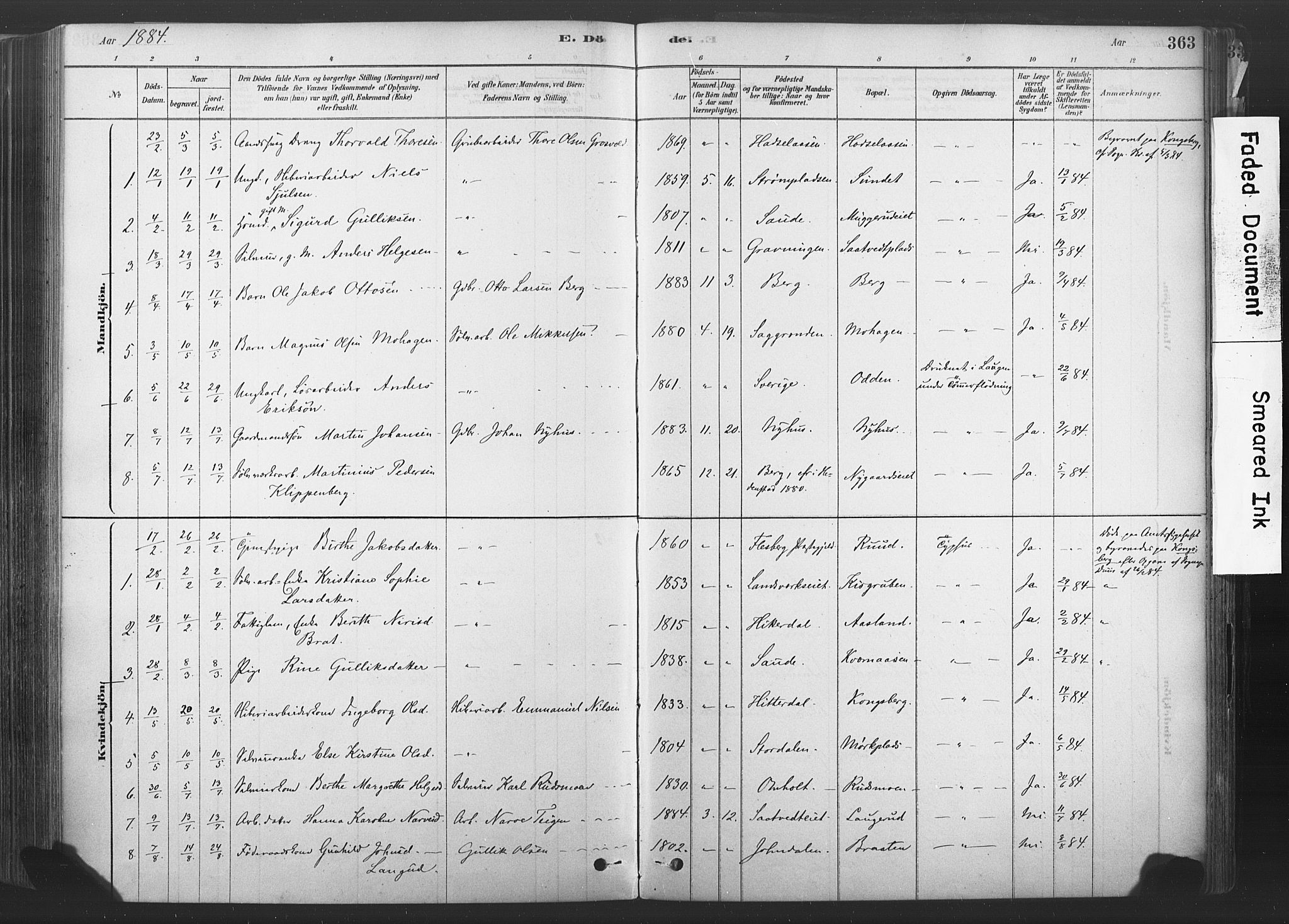 Sandsvær kirkebøker, AV/SAKO-A-244/F/Fd/L0001: Parish register (official) no. IV 1, 1878-1906, p. 363