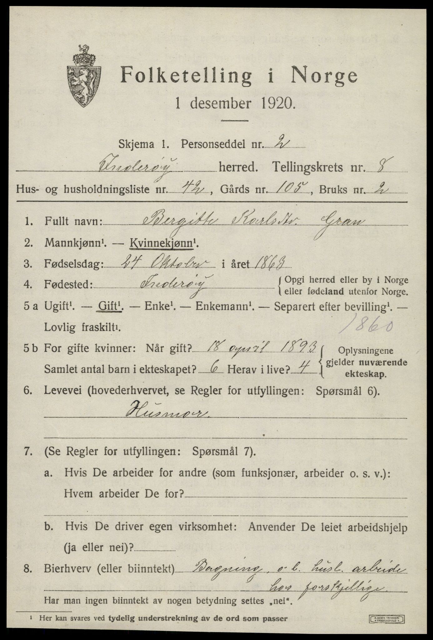 SAT, 1920 census for Inderøy, 1920, p. 6005