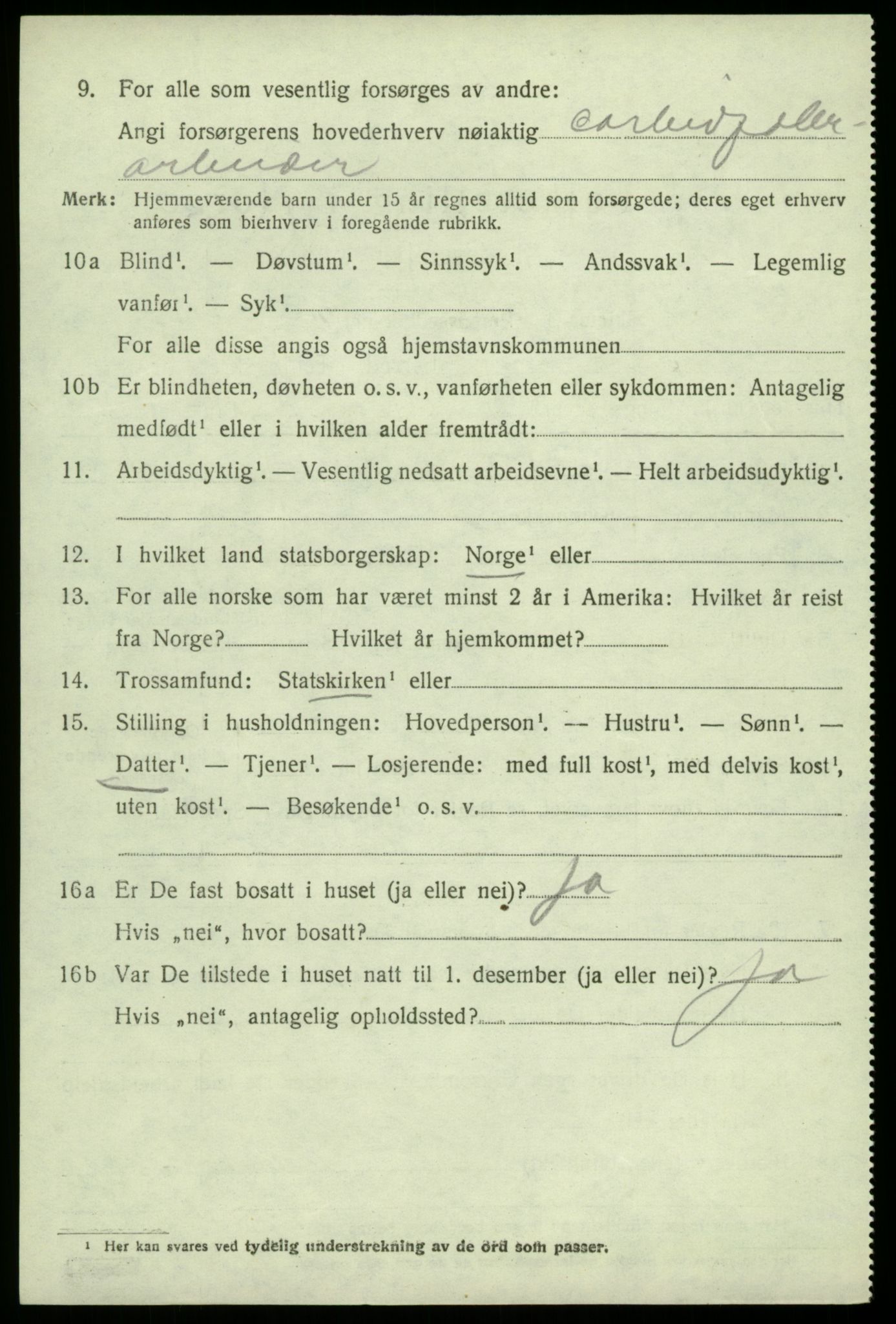 SAB, 1920 census for Odda, 1920, p. 9674