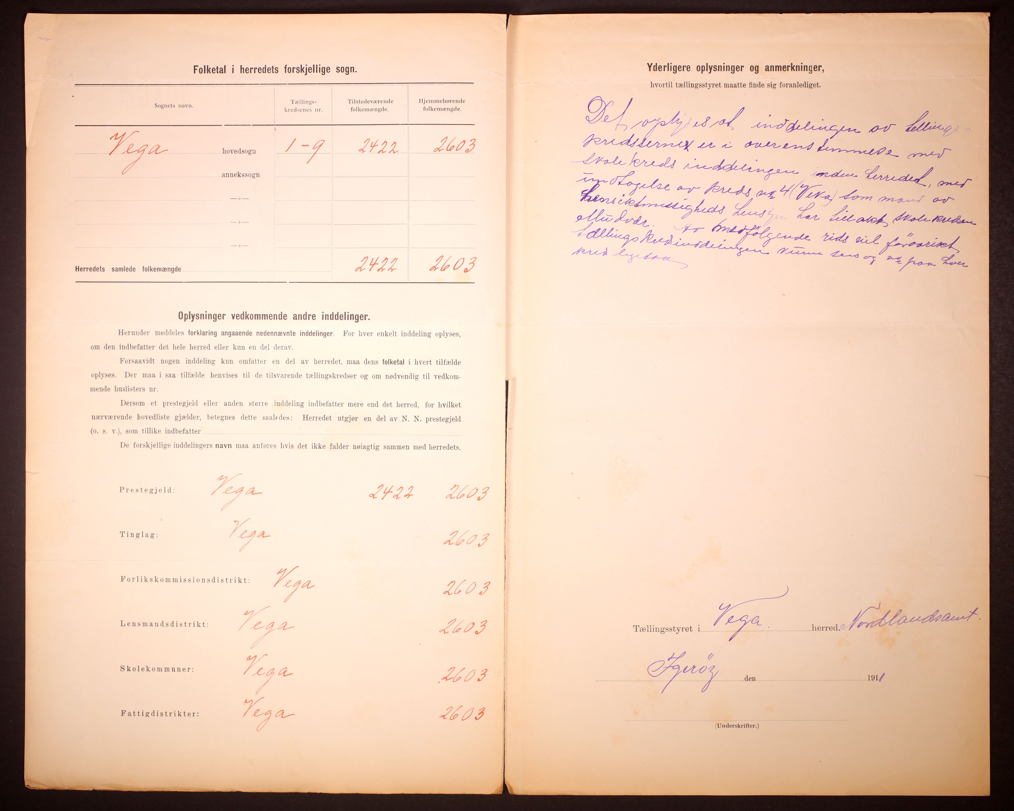 RA, 1910 census for Vega, 1910, p. 3