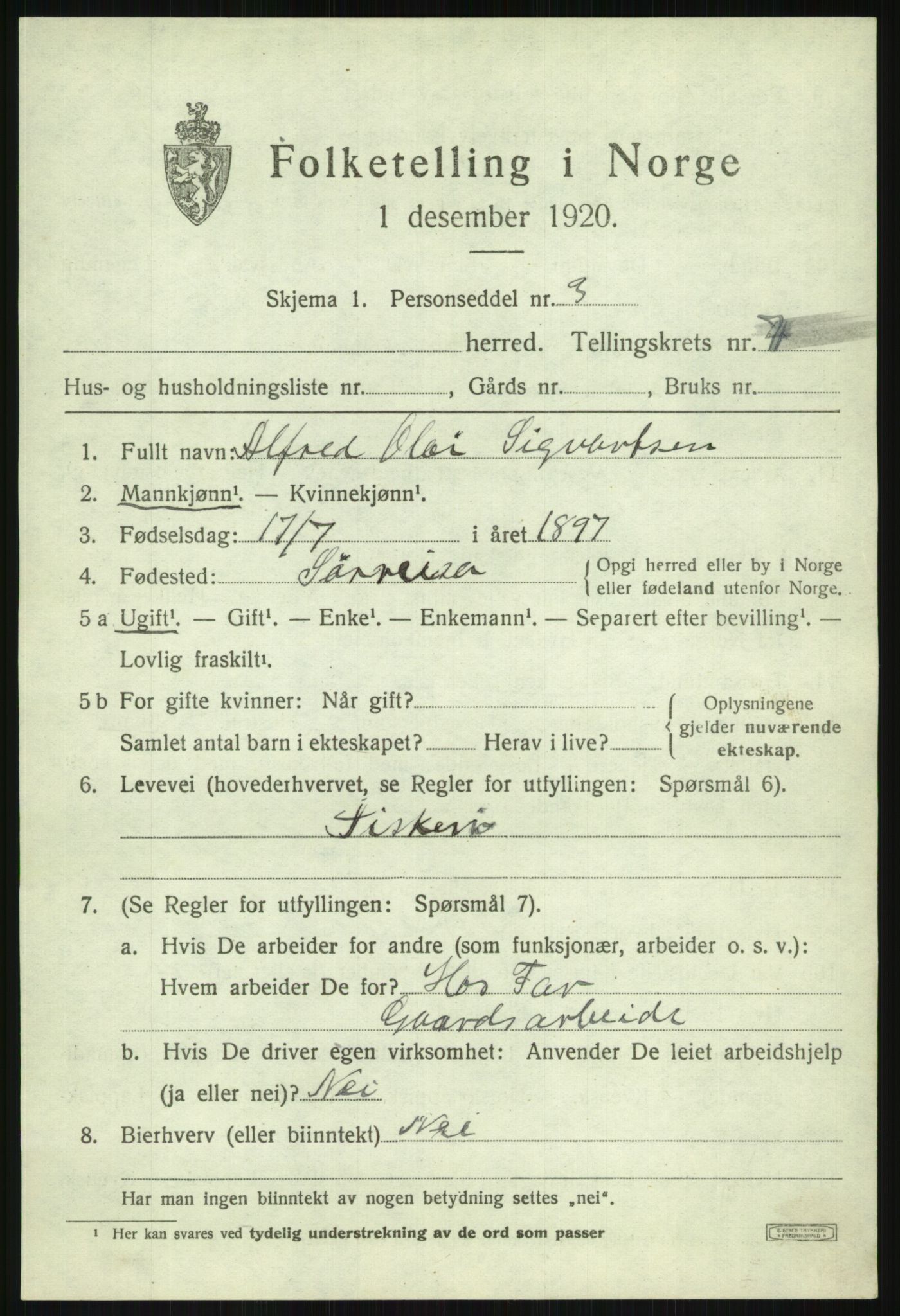 SATØ, 1920 census for Skjervøy, 1920, p. 4711