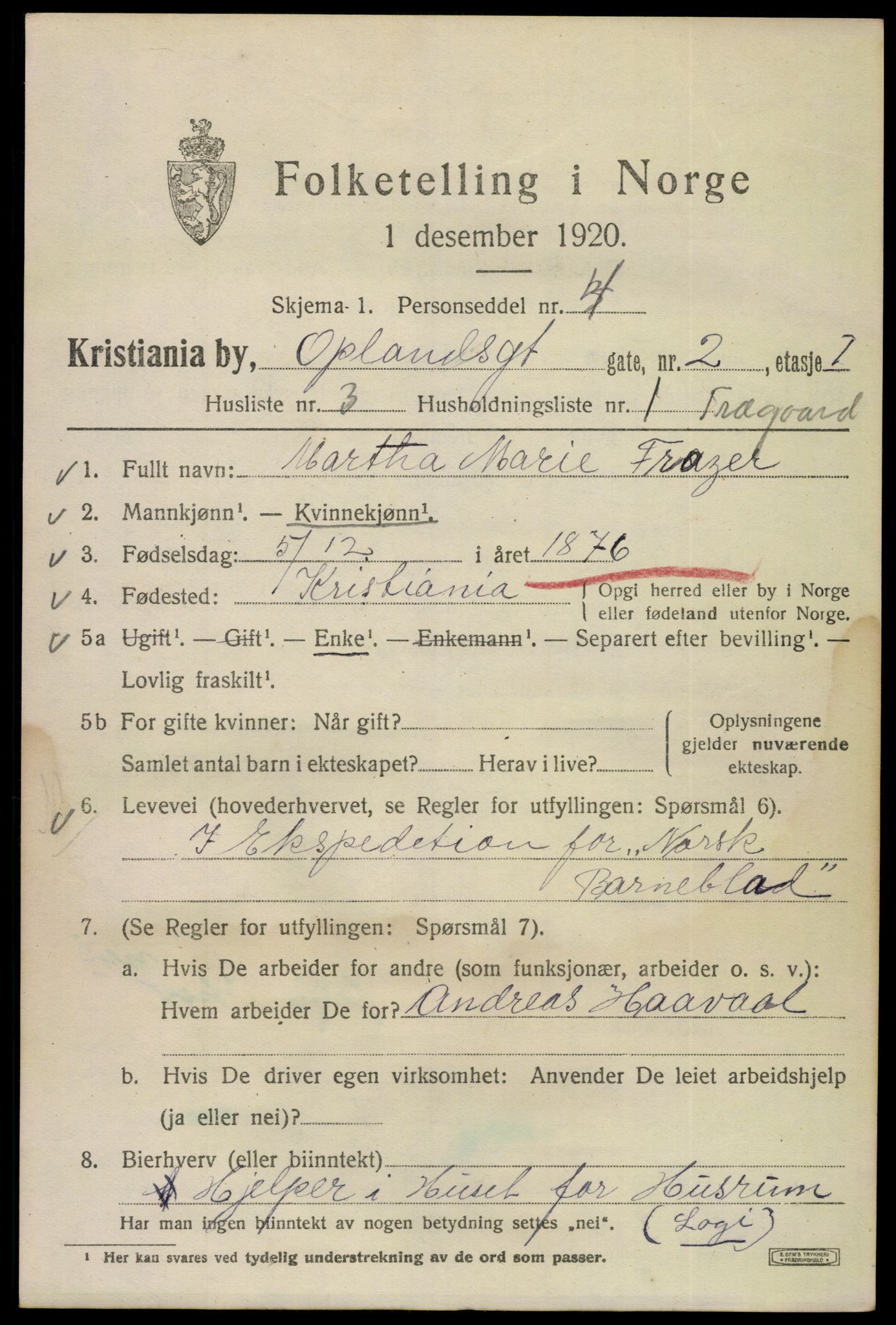 SAO, 1920 census for Kristiania, 1920, p. 434241