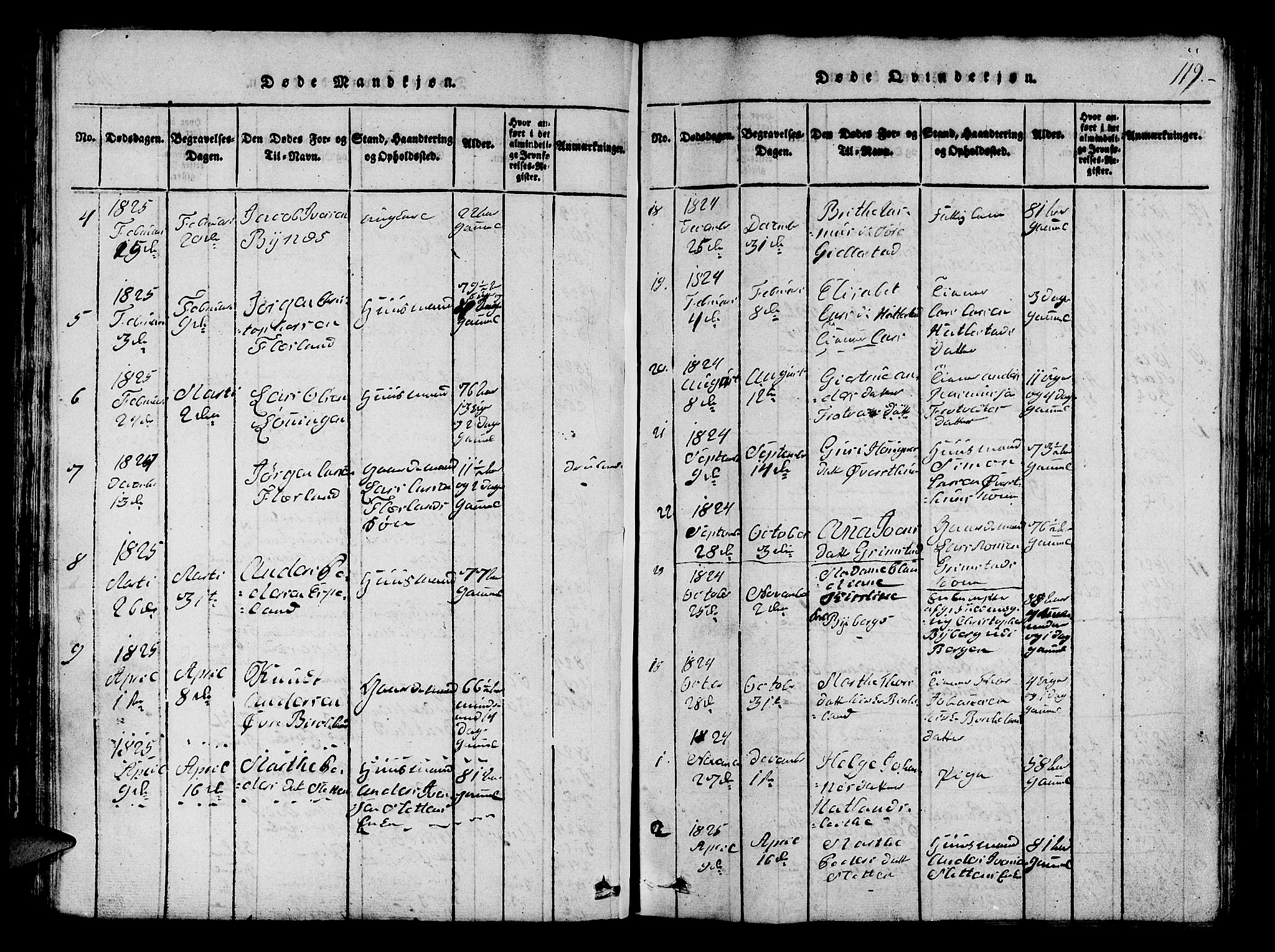 Fana Sokneprestembete, SAB/A-75101/H/Hab/Haba/L0001: Parish register (copy) no. A 1, 1816-1836, p. 119
