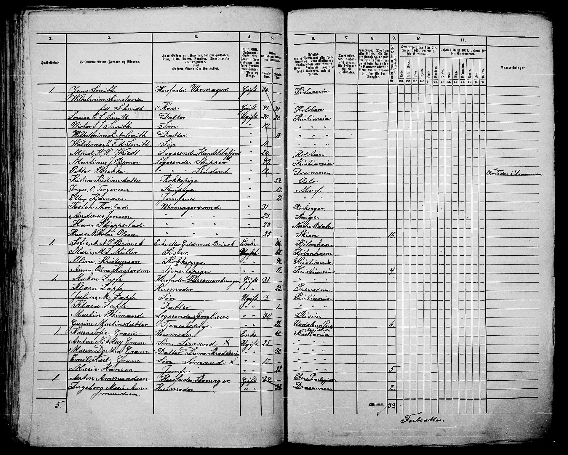 RA, 1865 census for Kristiania, 1865, p. 277
