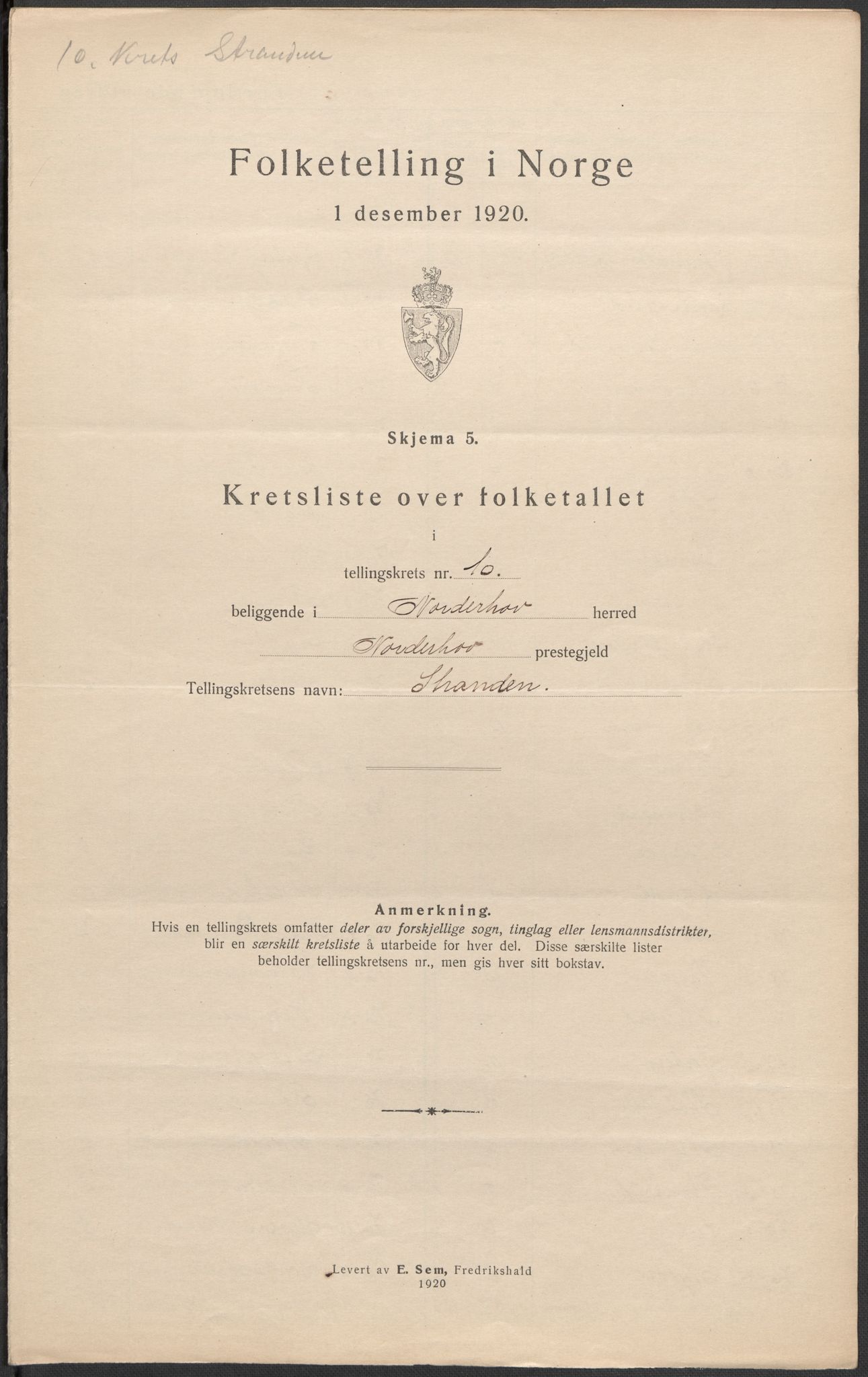 SAKO, 1920 census for Norderhov, 1920, p. 33