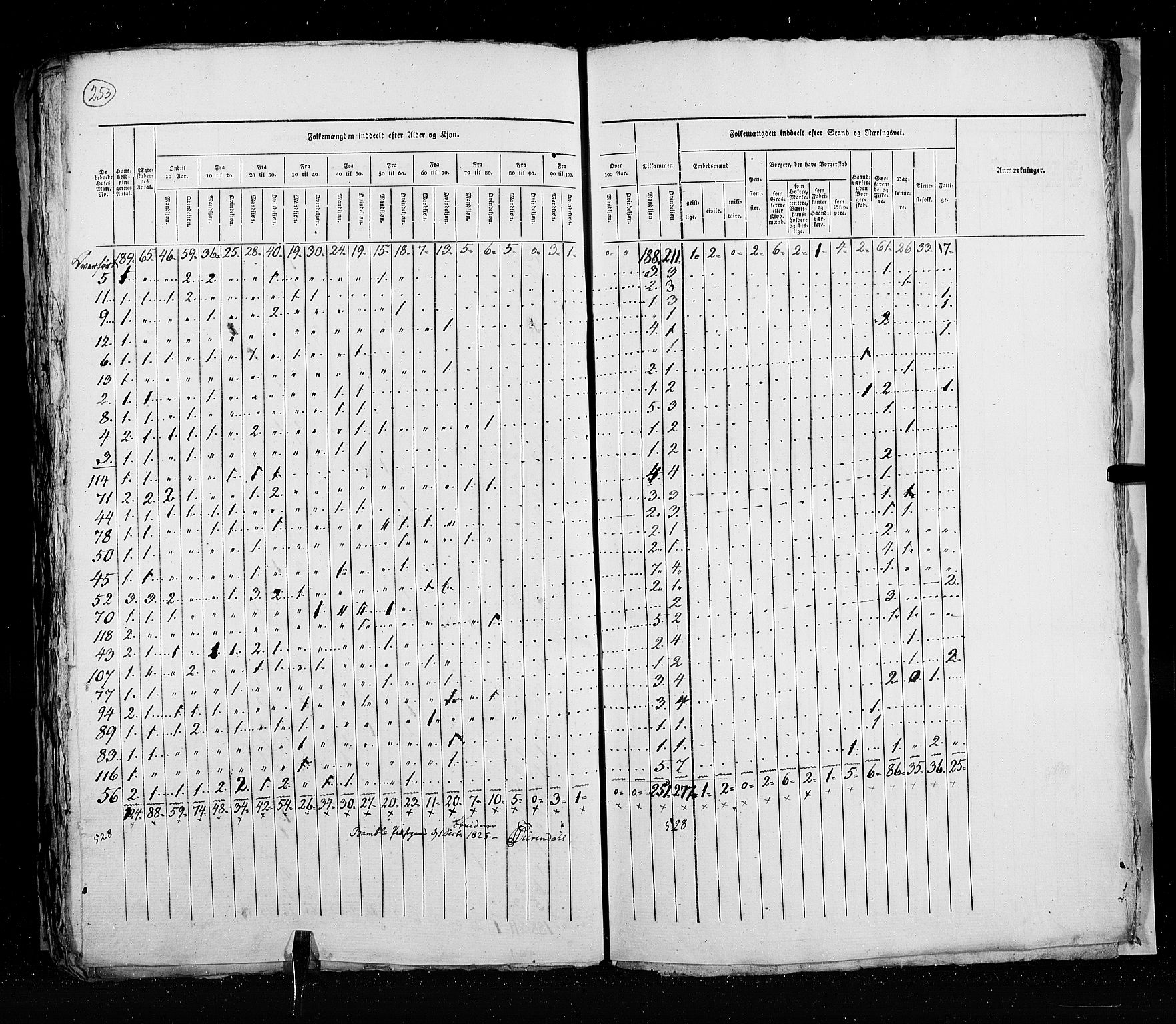 RA, Census 1825, vol. 20: Fredrikshald-Kragerø, 1825, p. 253