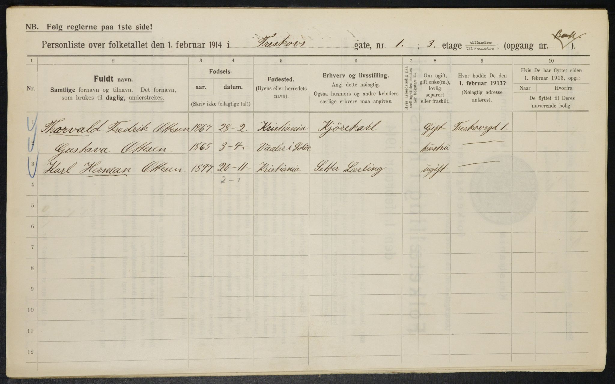 OBA, Municipal Census 1914 for Kristiania, 1914, p. 116391