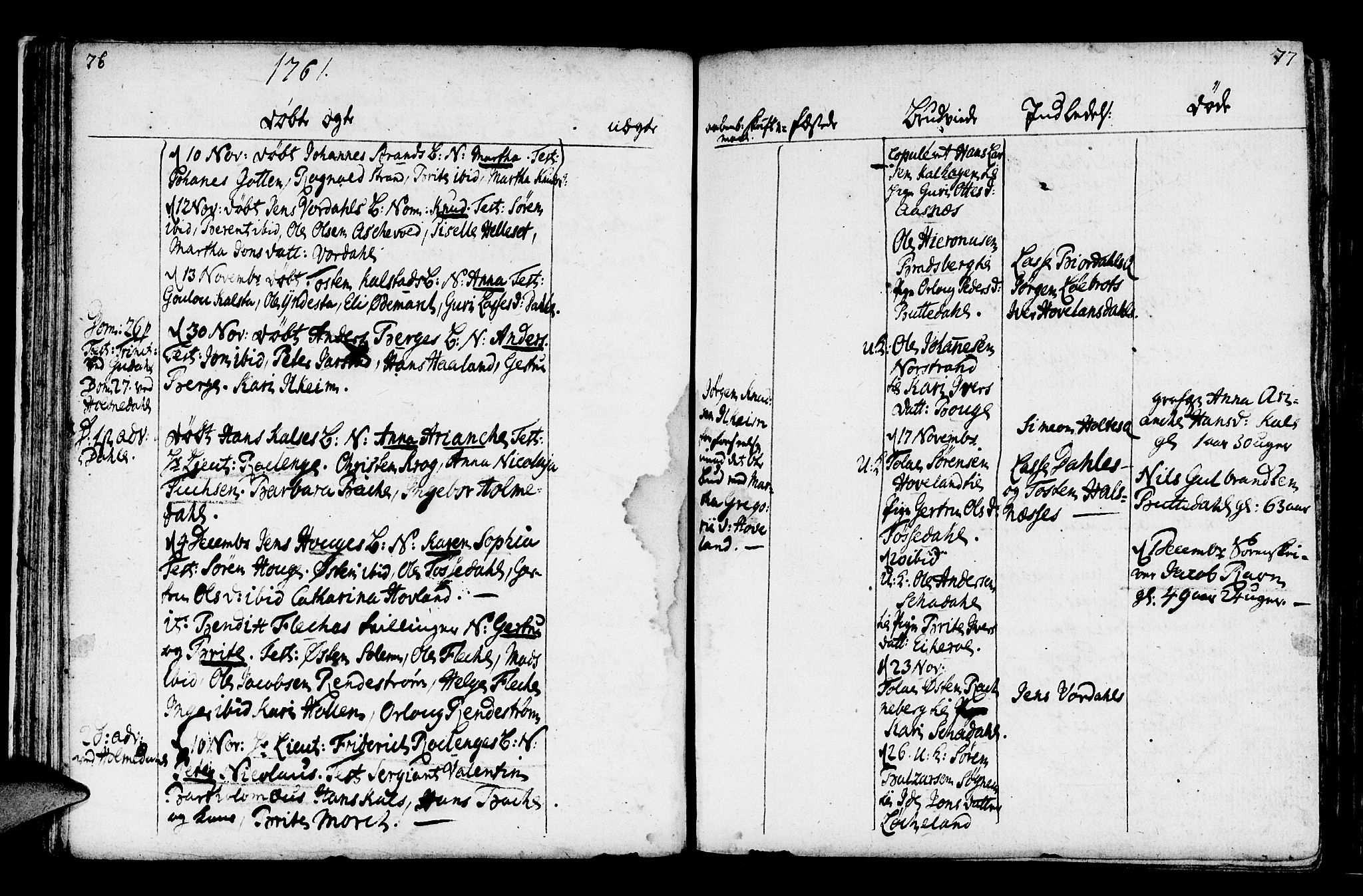Fjaler sokneprestembete, SAB/A-79801/H/Haa/Haaa/L0001: Parish register (official) no. A 1, 1755-1778, p. 76-77