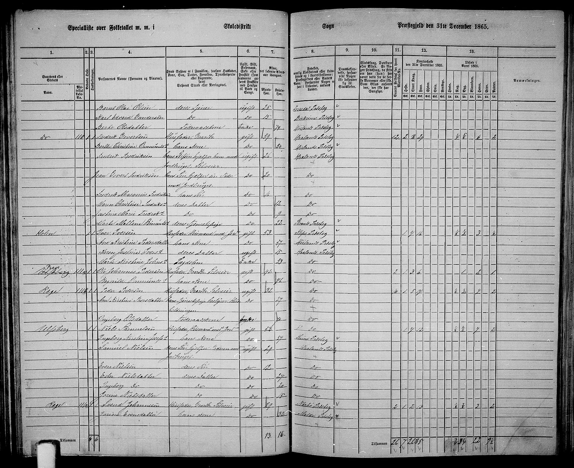 RA, 1865 census for Håland, 1865, p. 56