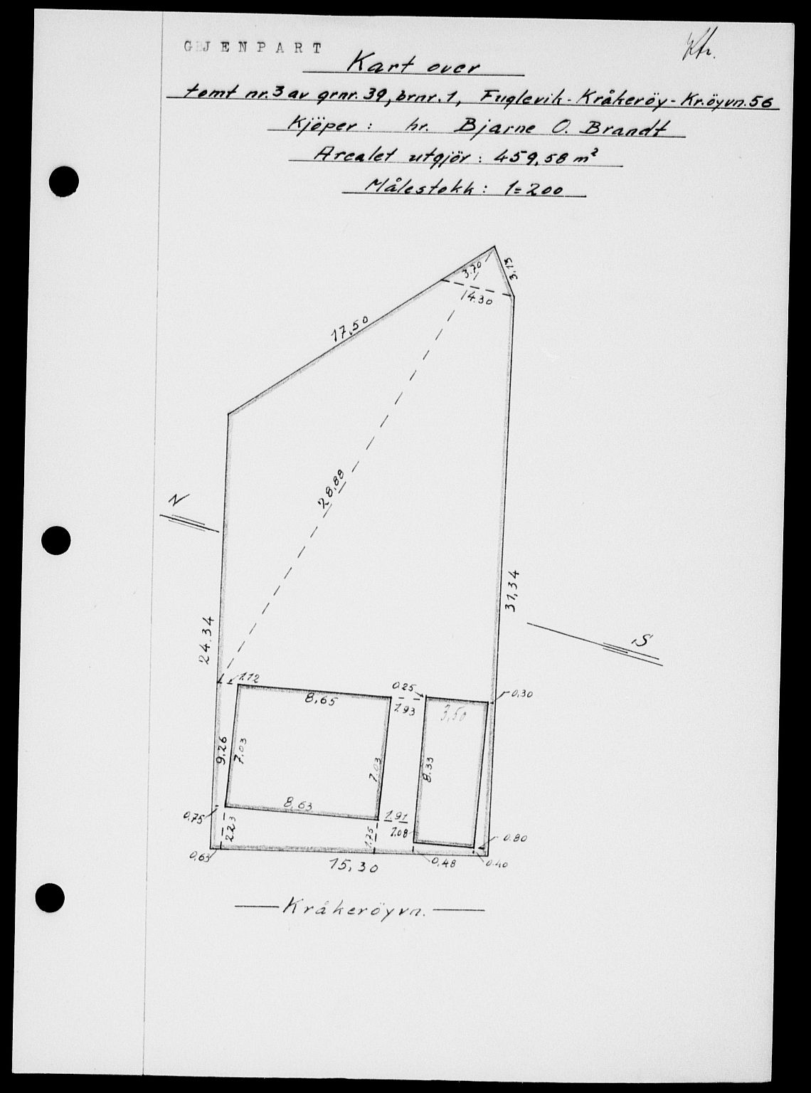 Onsøy sorenskriveri, SAO/A-10474/G/Ga/Gab/L0015: Mortgage book no. II A-15, 1945-1946, Diary no: : 1443/1945