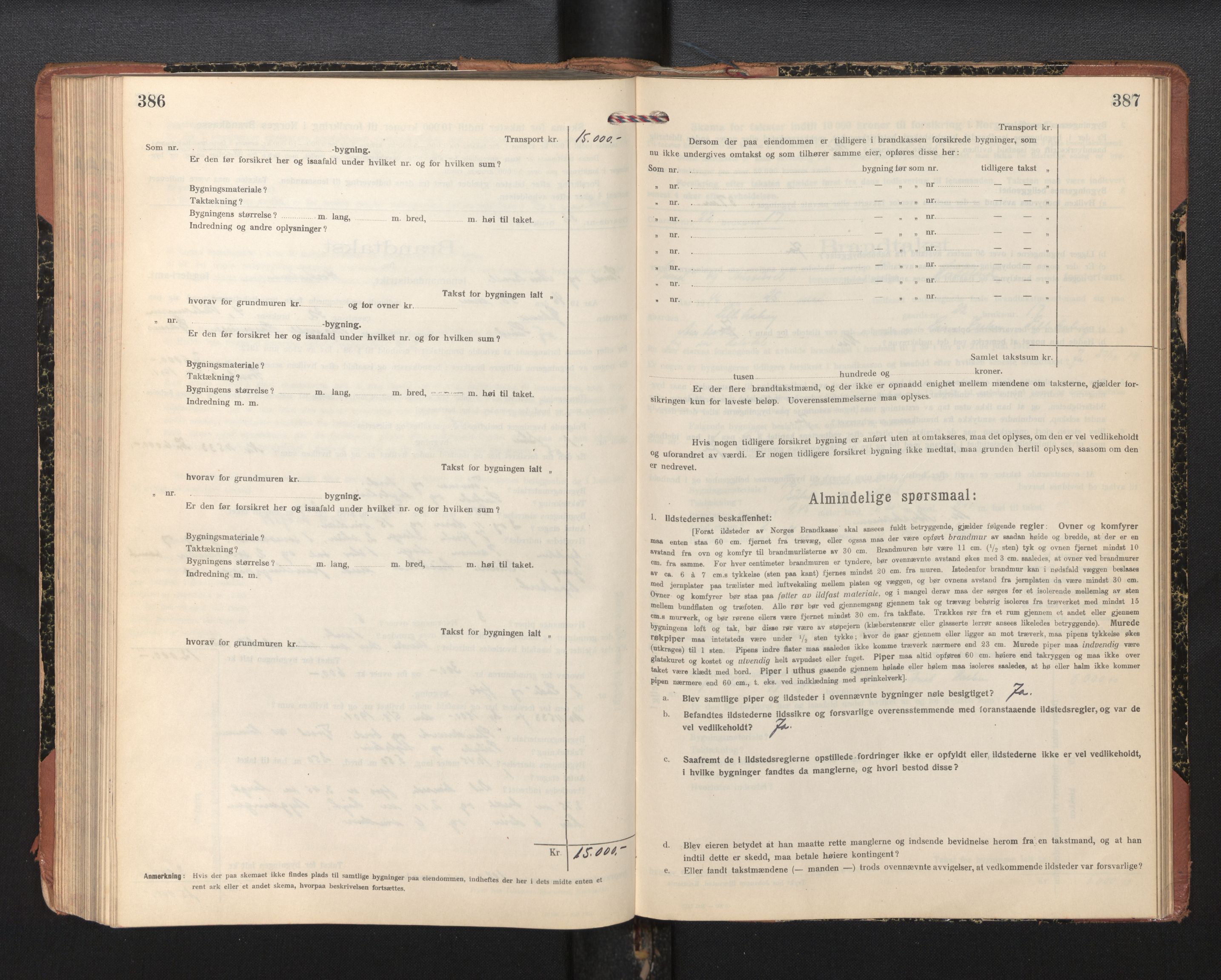 Lensmannen i Sund og Austevoll, SAB/A-35201/0012/L0004: Branntakstprotokoll, skjematakst, 1917-1949, p. 386-387
