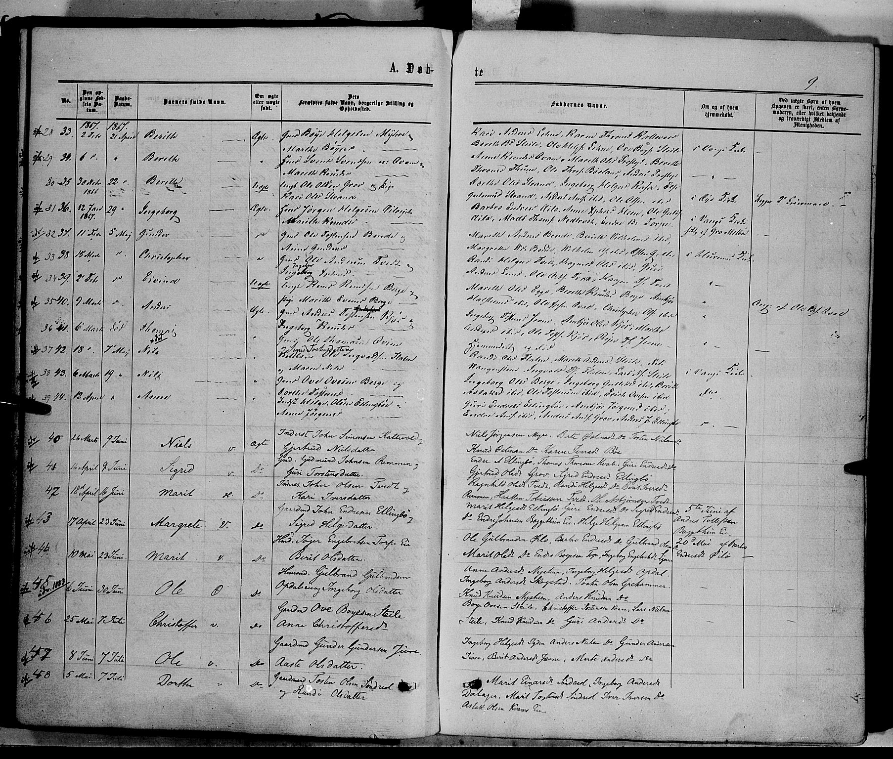Vang prestekontor, Valdres, SAH/PREST-140/H/Ha/L0007: Parish register (official) no. 7, 1865-1881, p. 9