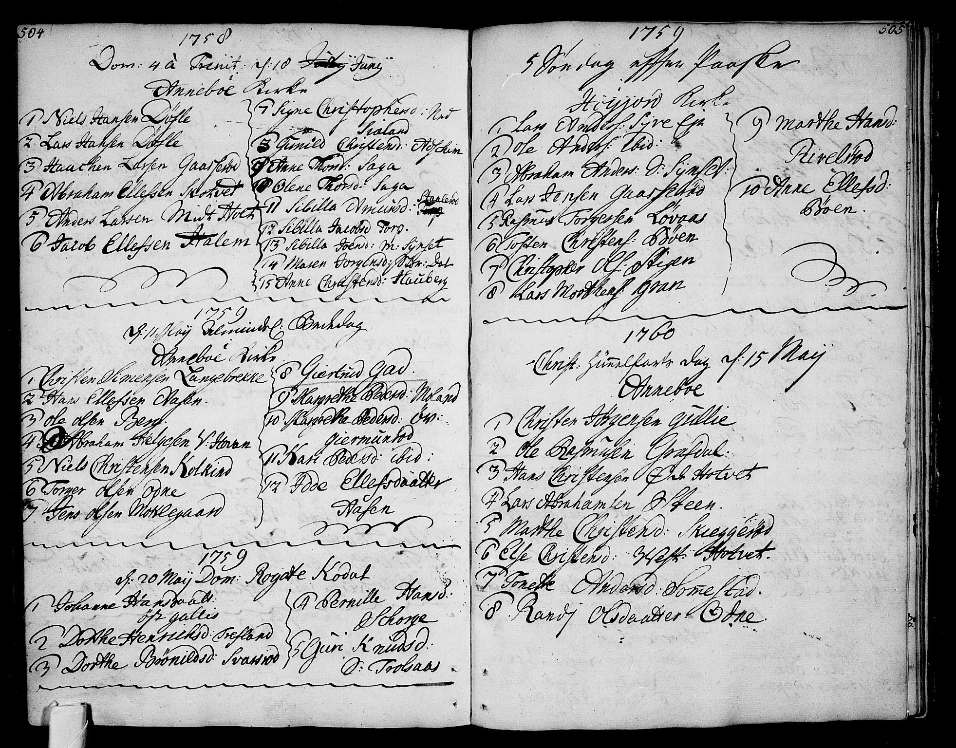 Andebu kirkebøker, AV/SAKO-A-336/F/Fa/L0002: Parish register (official) no. 2, 1733-1802, p. 504-505