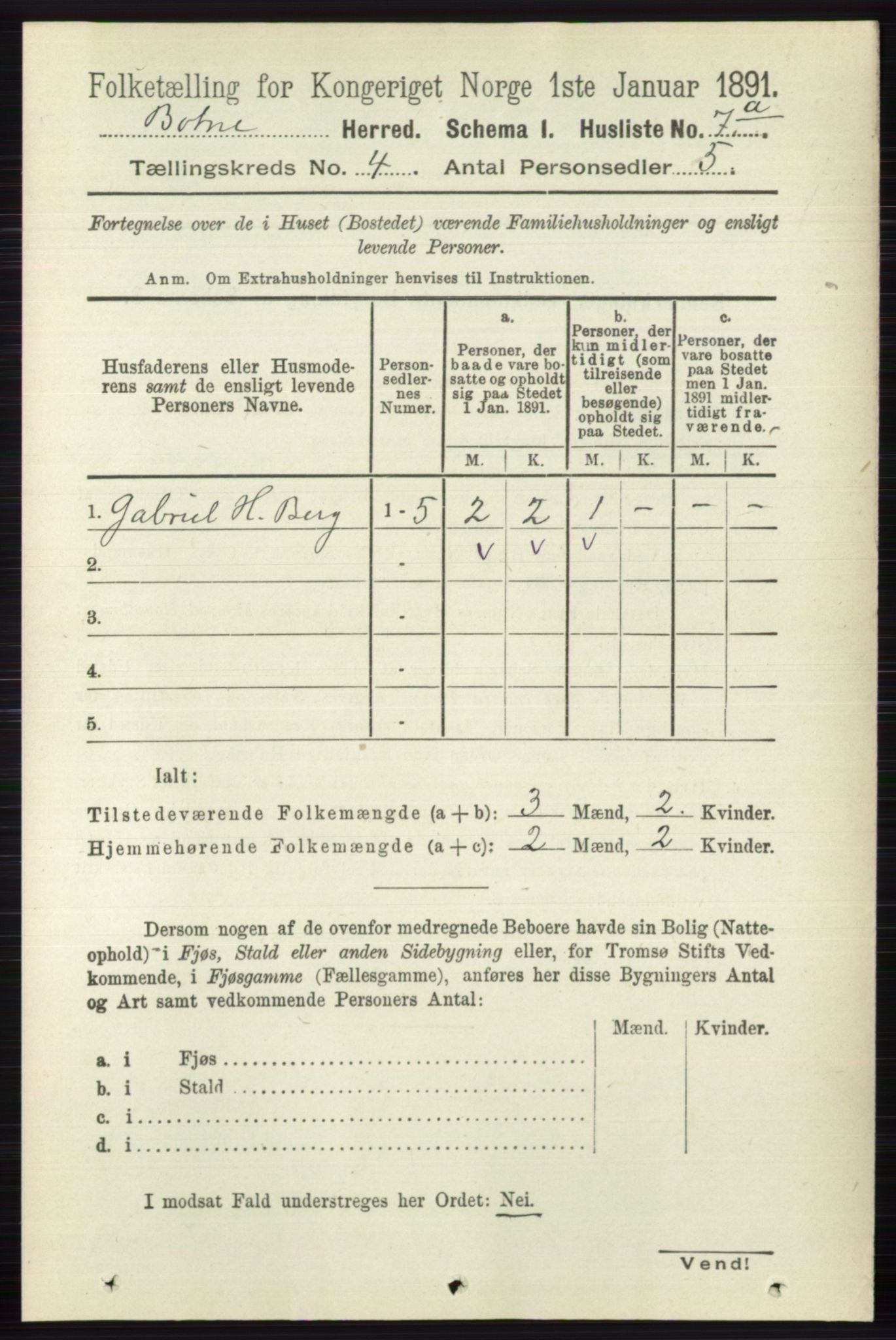 RA, 1891 census for 0715 Botne, 1891, p. 1549