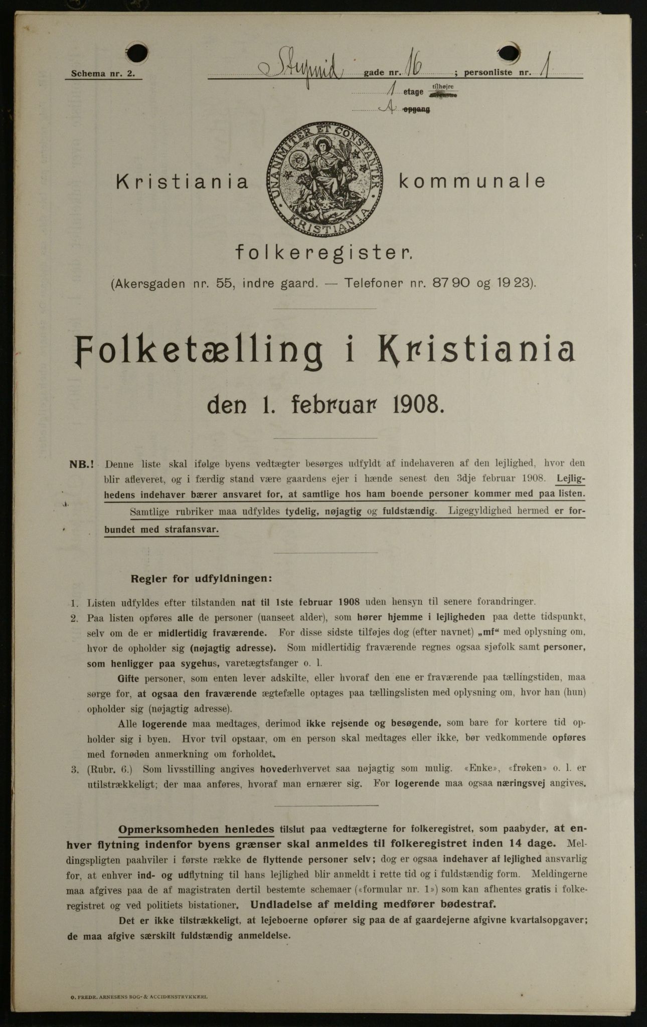 OBA, Municipal Census 1908 for Kristiania, 1908, p. 94078