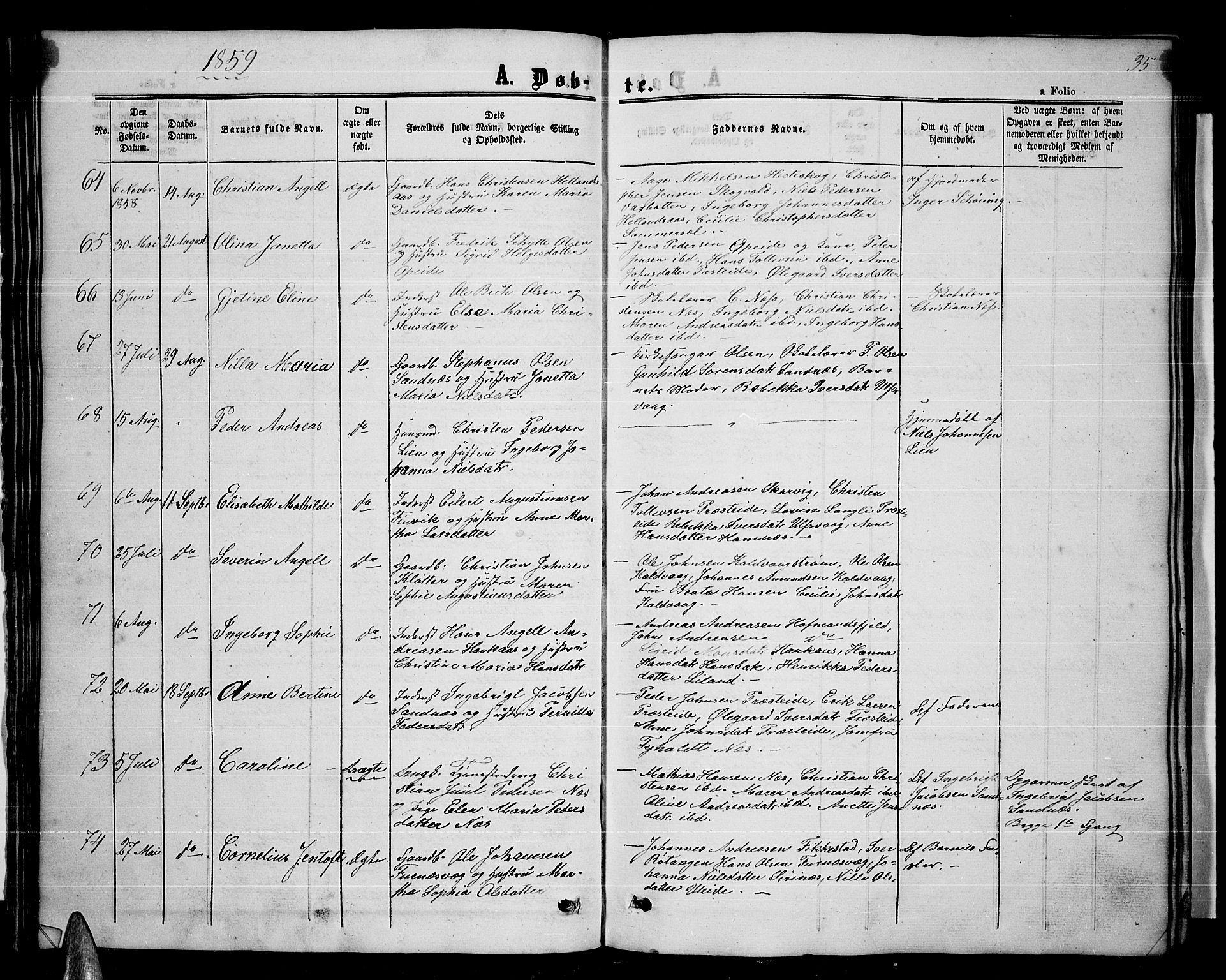 Ministerialprotokoller, klokkerbøker og fødselsregistre - Nordland, AV/SAT-A-1459/859/L0857: Parish register (copy) no. 859C03, 1854-1873, p. 35
