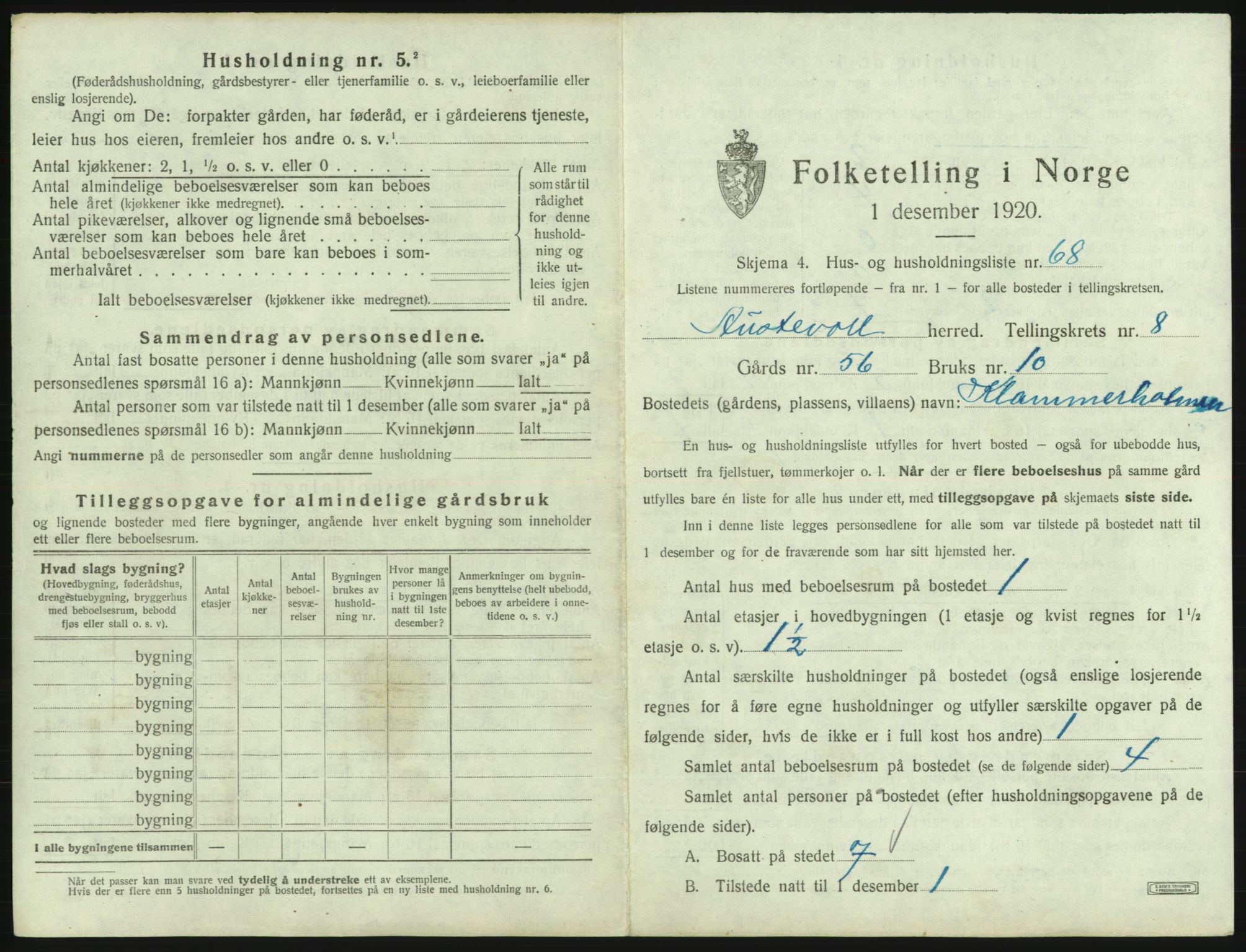 SAB, 1920 census for Austevoll, 1920, p. 614