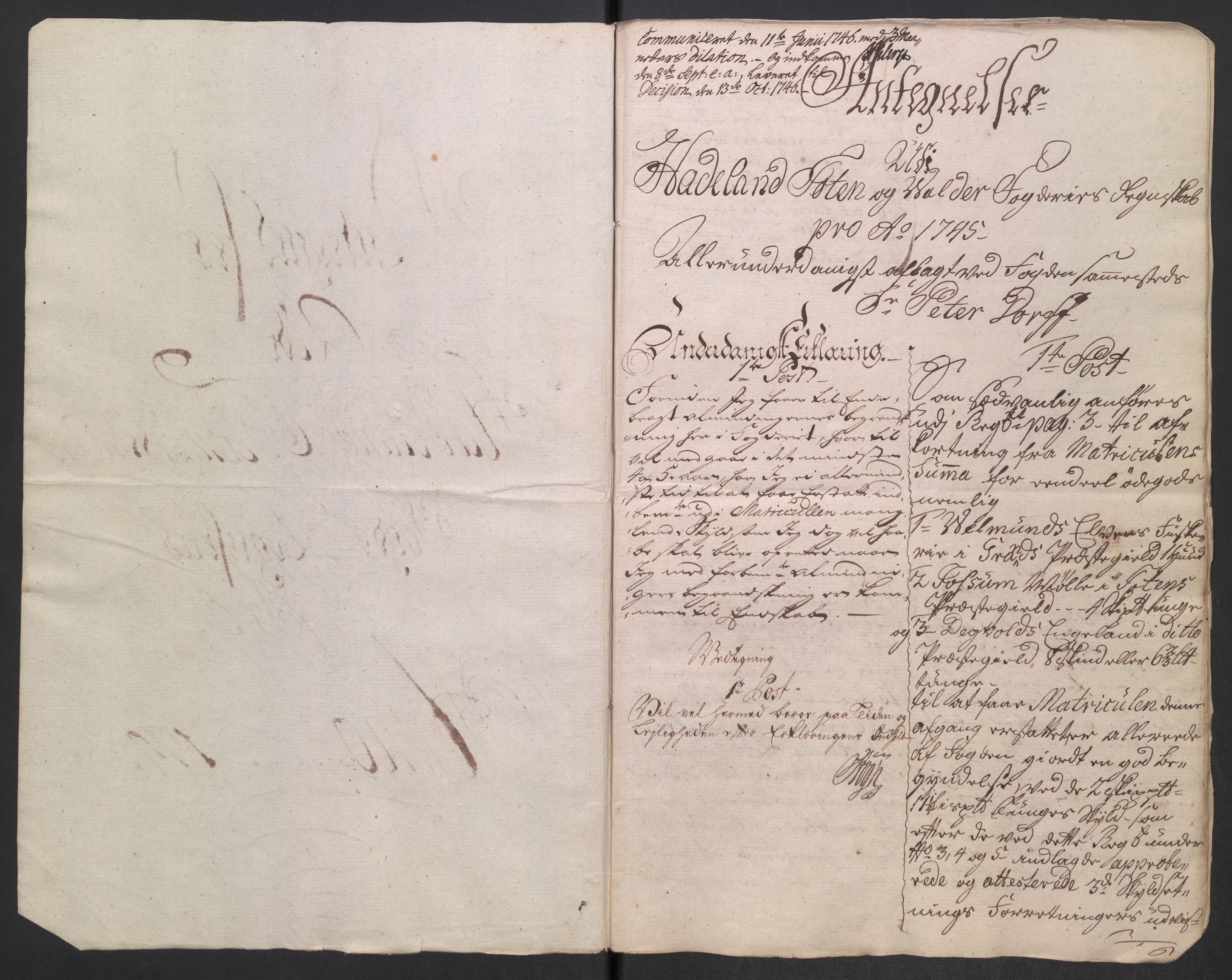 Rentekammeret inntil 1814, Reviderte regnskaper, Fogderegnskap, AV/RA-EA-4092/R18/L1345: Fogderegnskap Hadeland, Toten og Valdres, 1745-1746, p. 314