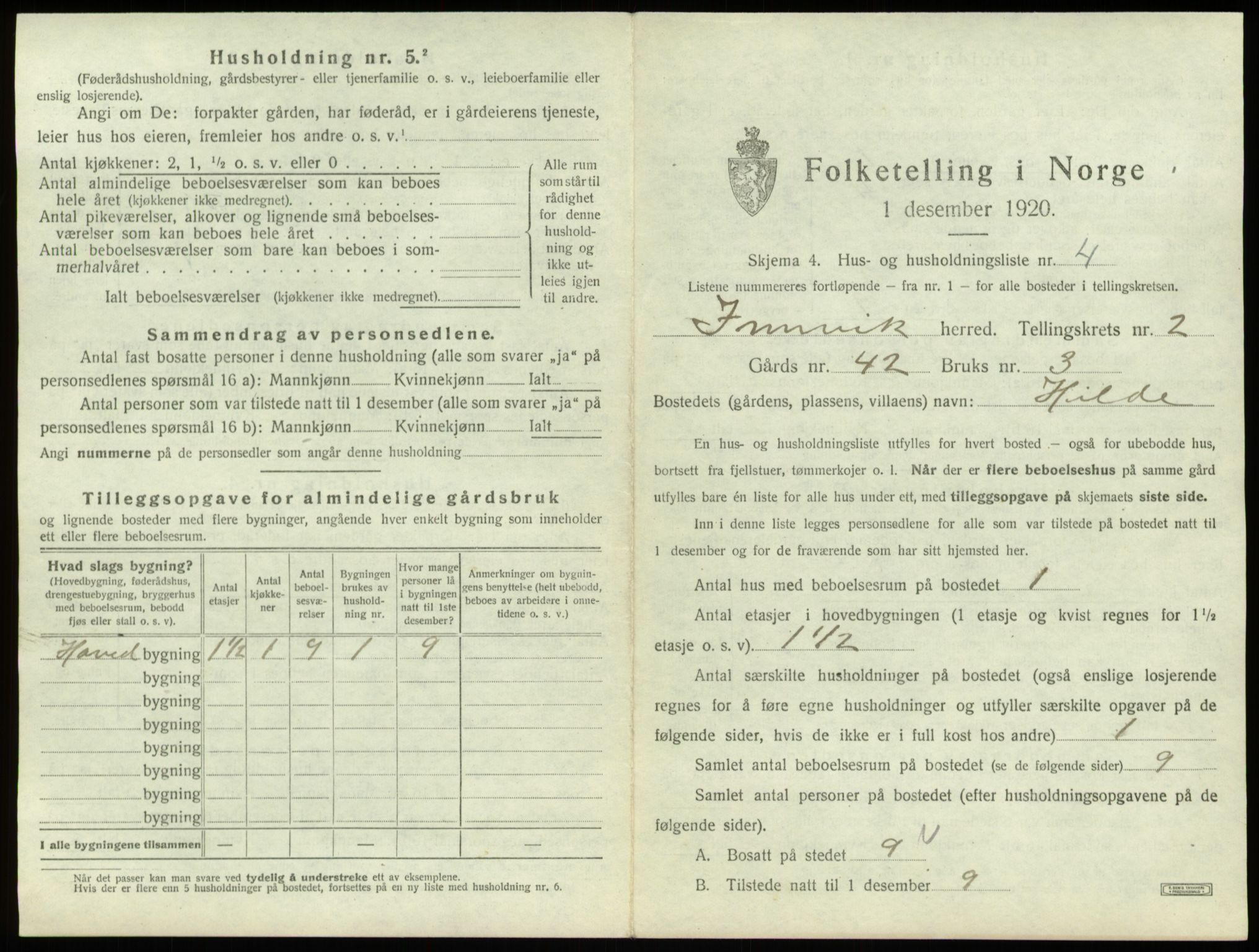 SAB, 1920 census for Innvik, 1920, p. 82