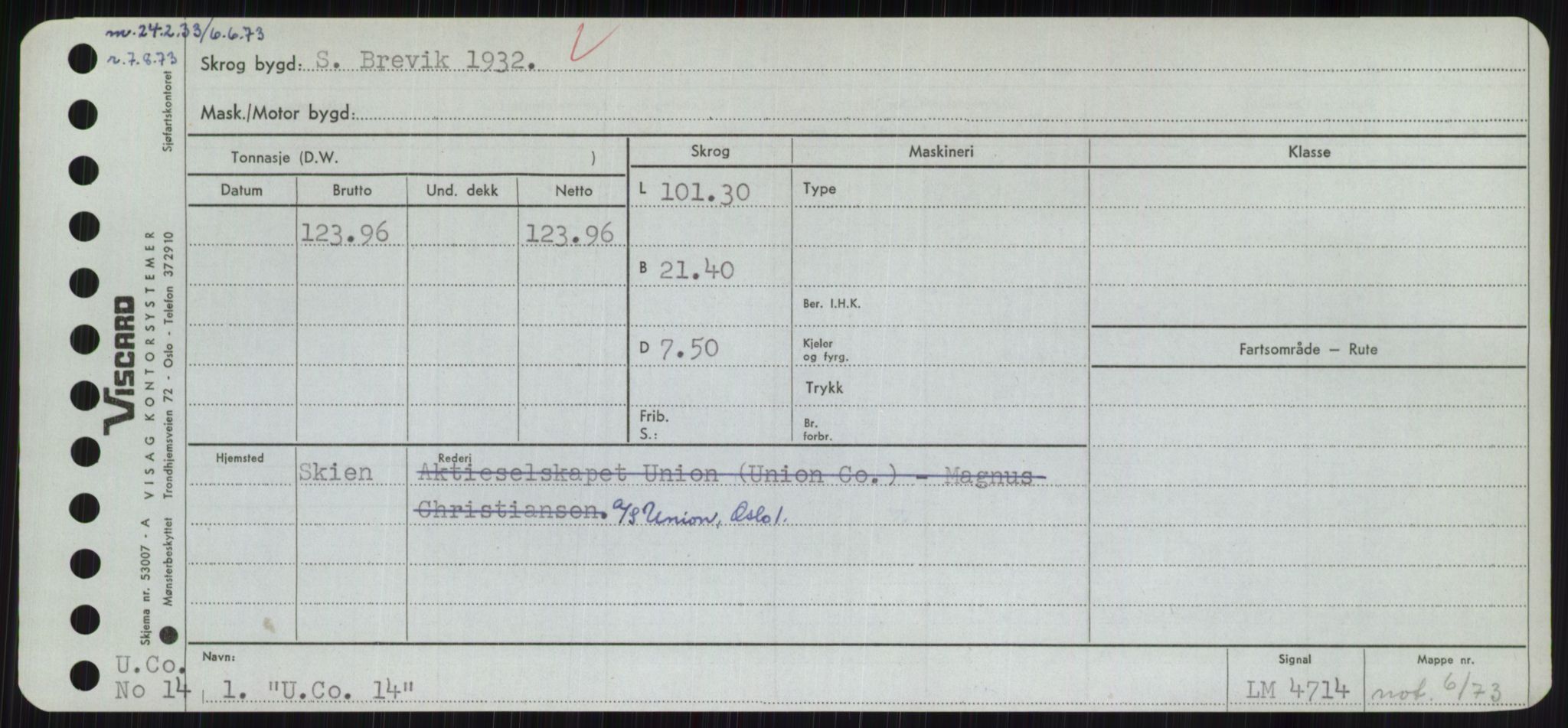 Sjøfartsdirektoratet med forløpere, Skipsmålingen, RA/S-1627/H/Hc/L0001: Lektere, A-Y, p. 577