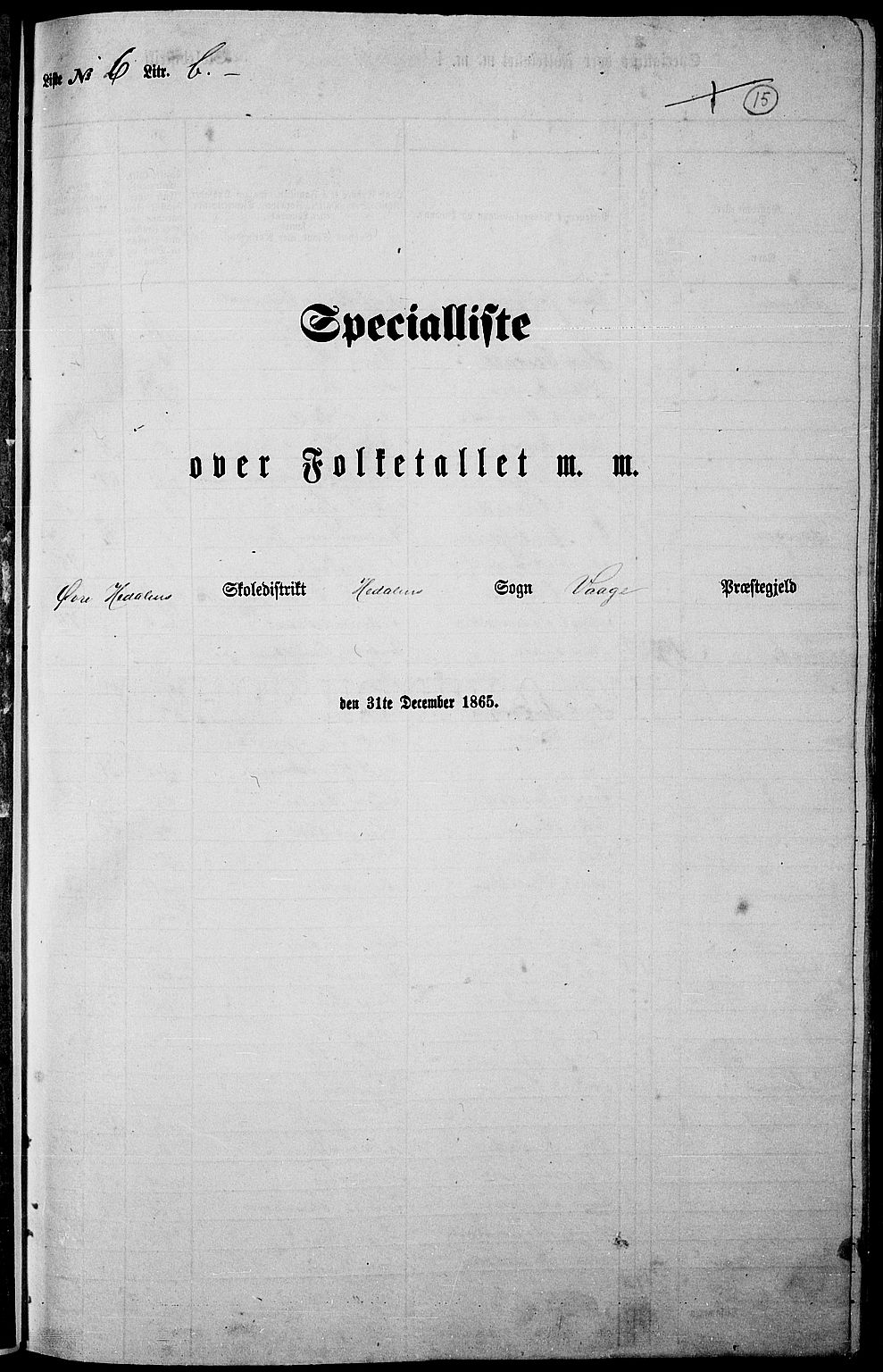 RA, 1865 census for Vågå, 1865, p. 182