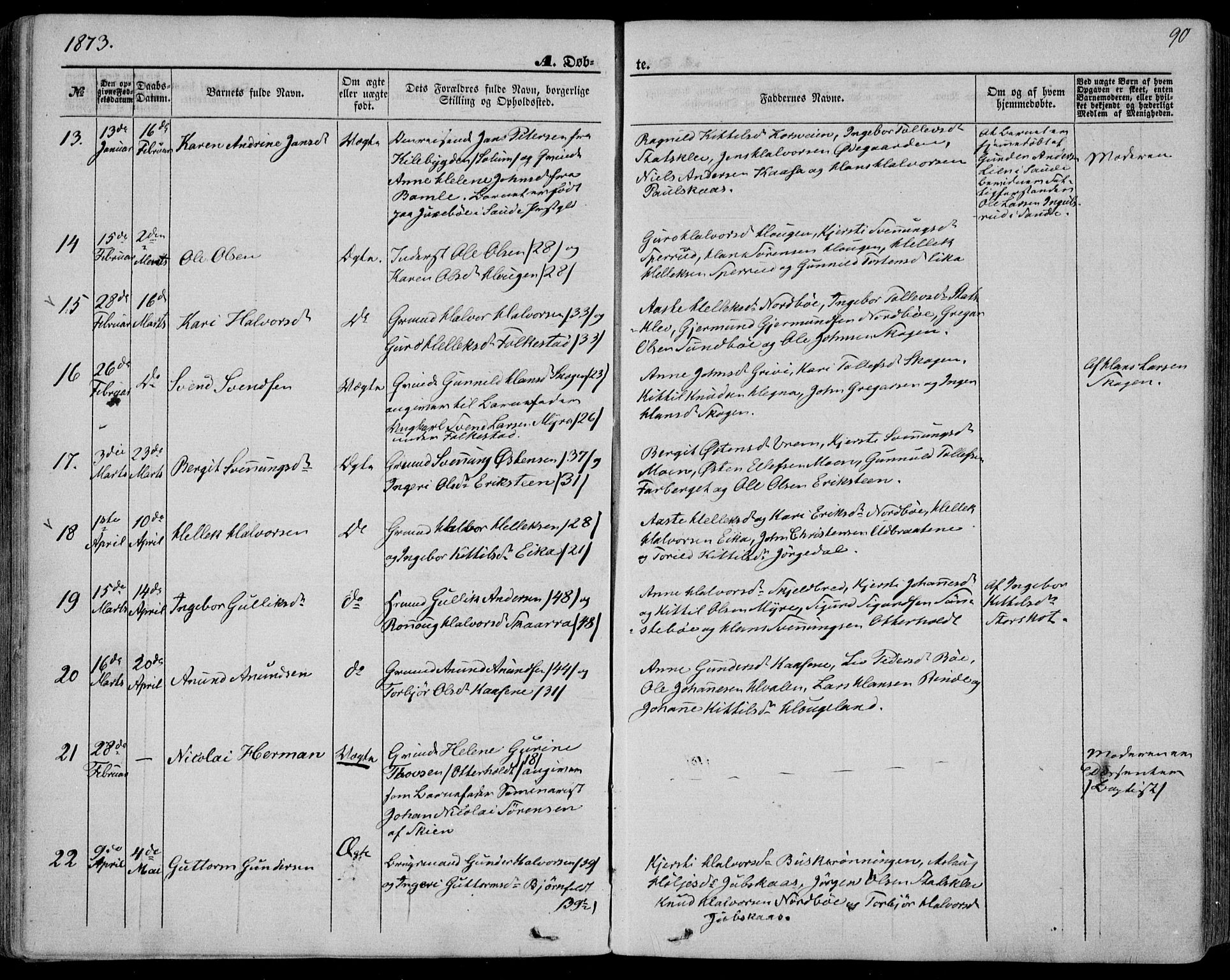 Bø kirkebøker, SAKO/A-257/F/Fa/L0009: Parish register (official) no. 9, 1862-1879, p. 90