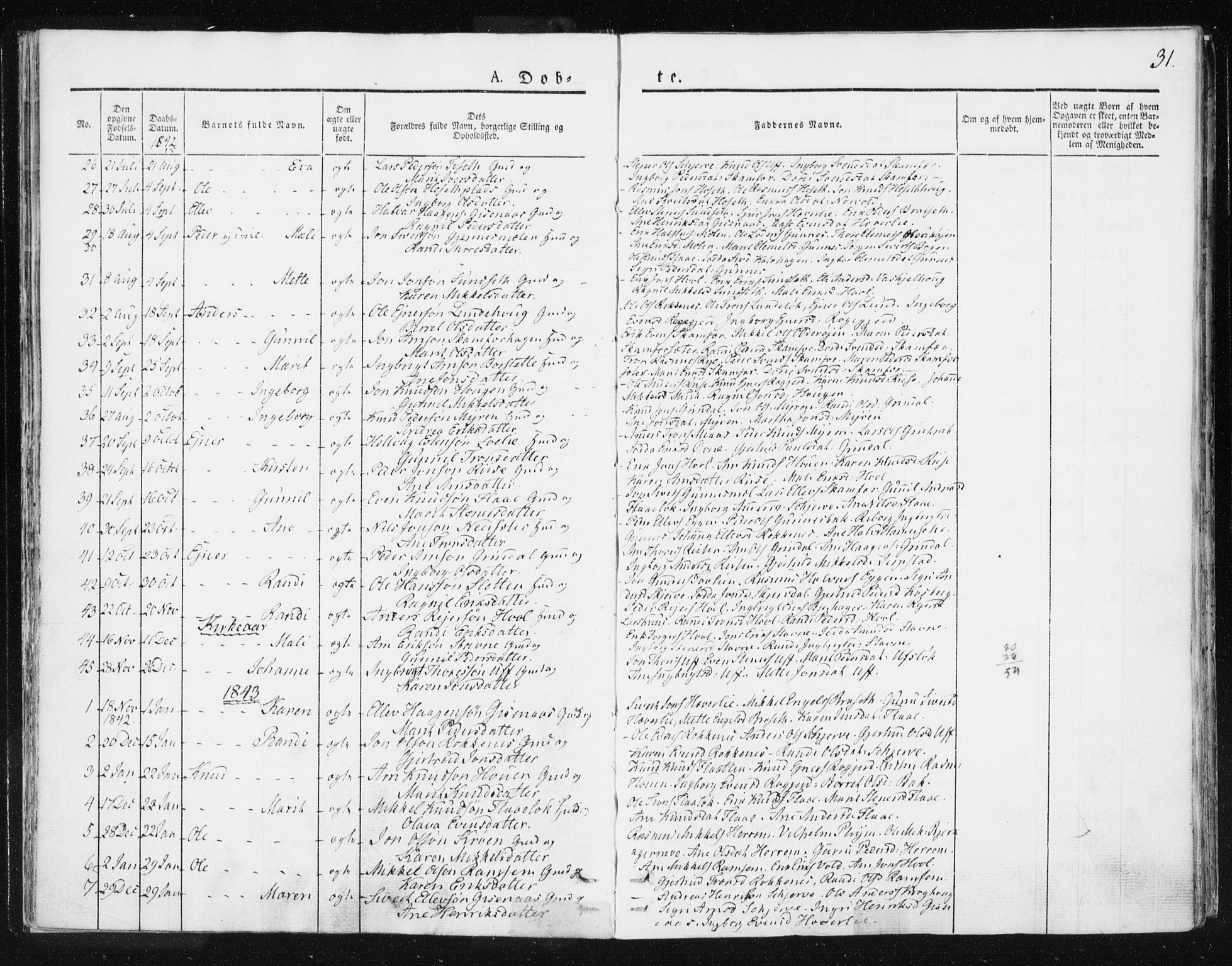 Ministerialprotokoller, klokkerbøker og fødselsregistre - Sør-Trøndelag, SAT/A-1456/674/L0869: Parish register (official) no. 674A01, 1829-1860, p. 31
