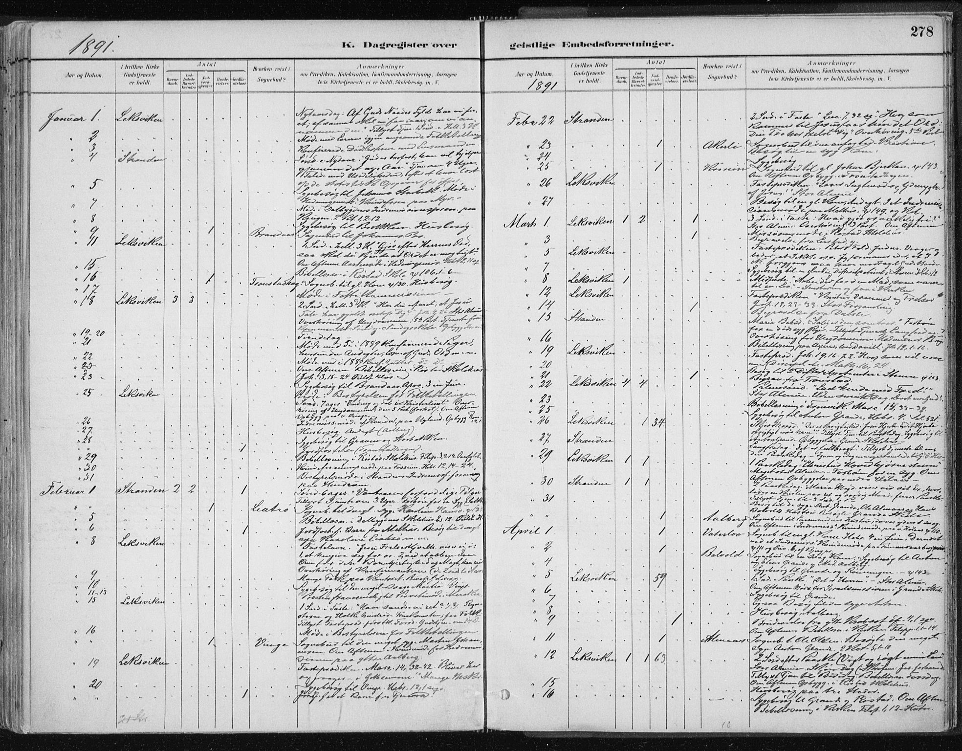 Ministerialprotokoller, klokkerbøker og fødselsregistre - Nord-Trøndelag, SAT/A-1458/701/L0010: Parish register (official) no. 701A10, 1883-1899, p. 278
