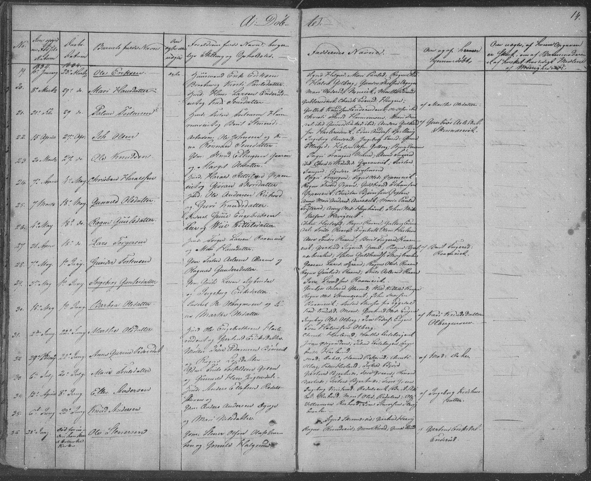 Krødsherad kirkebøker, AV/SAKO-A-19/F/Fa/L0002: Parish register (official) no. 2, 1829-1851, p. 14