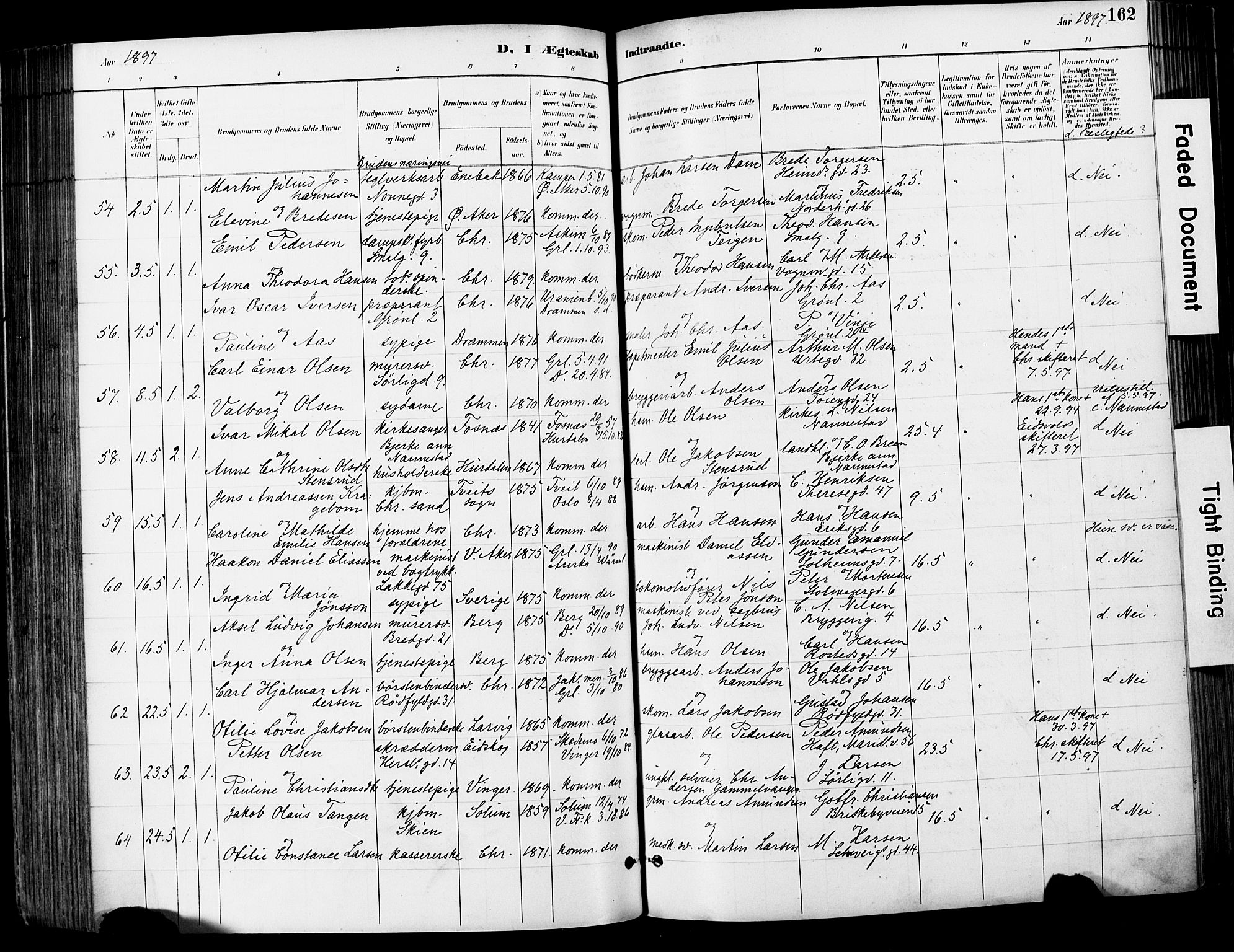 Grønland prestekontor Kirkebøker, AV/SAO-A-10848/F/Fa/L0013: Parish register (official) no. 13, 1887-1906, p. 162