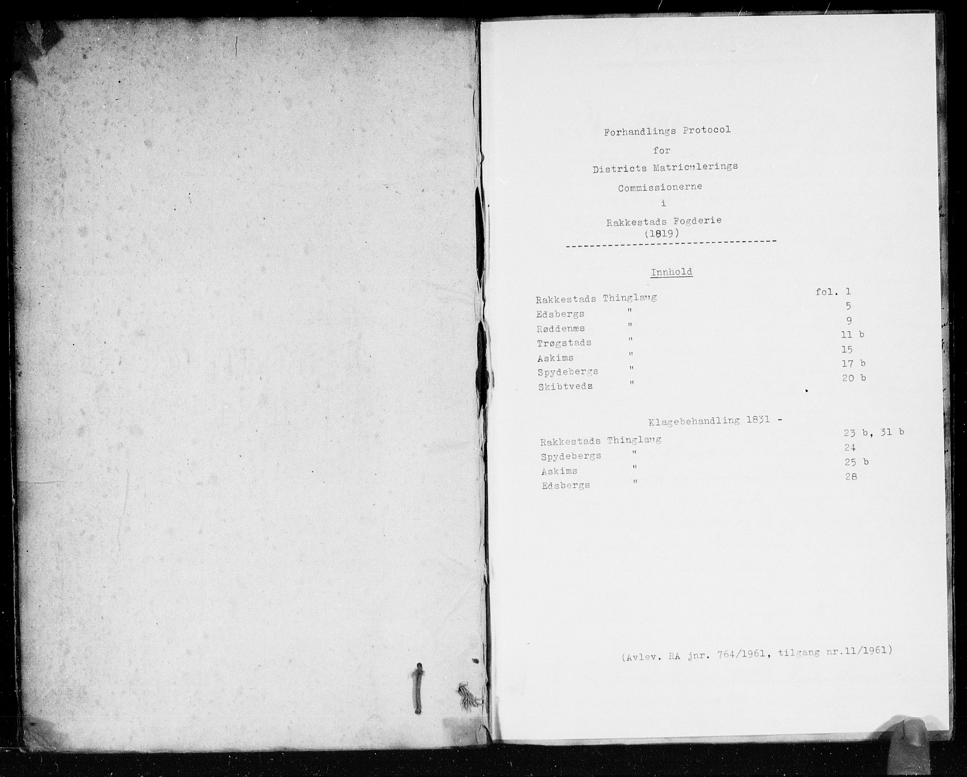 Hovedmatrikkelkommisjonen, AV/RA-S-1529, 1819