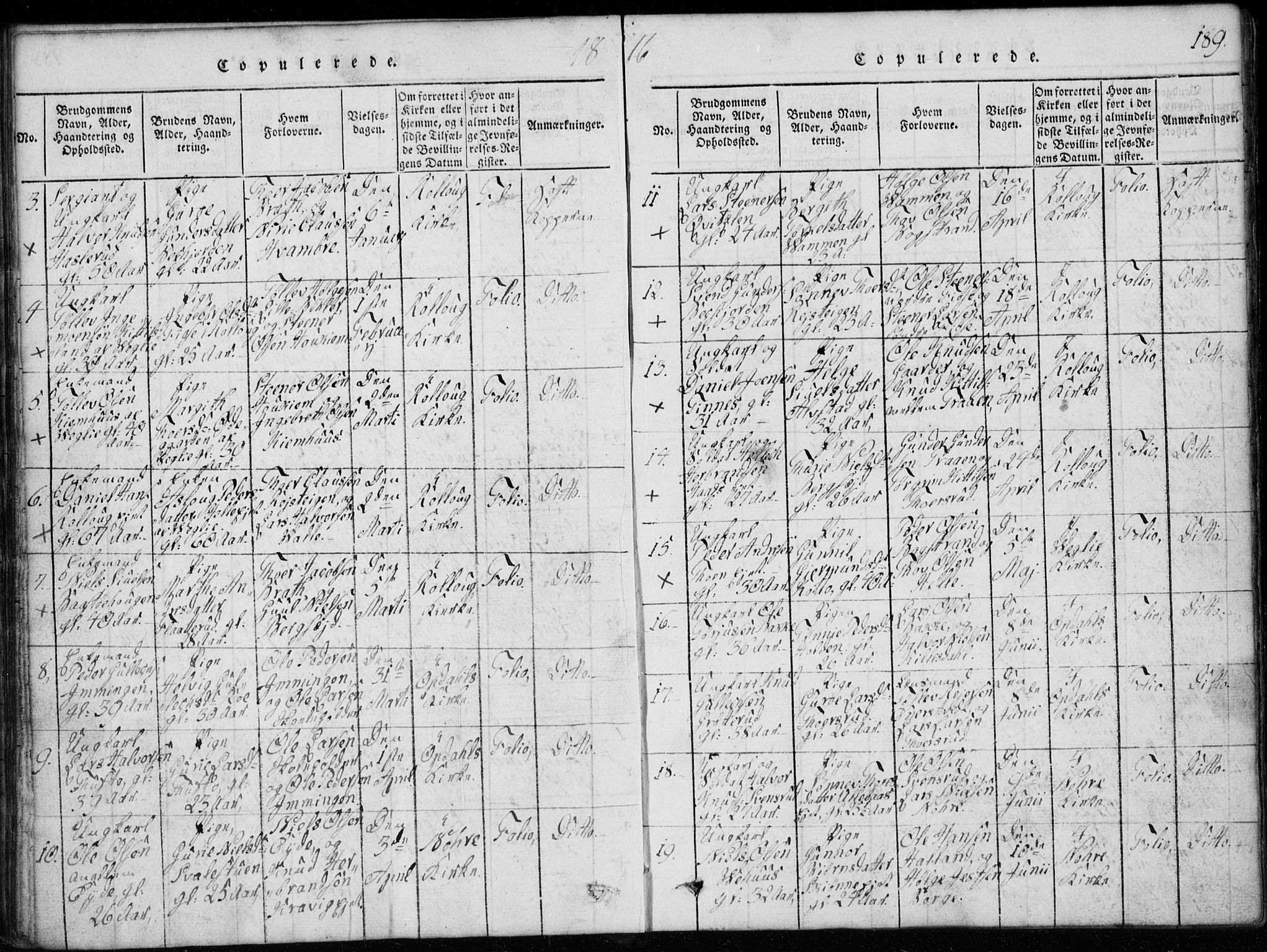 Rollag kirkebøker, AV/SAKO-A-240/G/Ga/L0001: Parish register (copy) no. I 1, 1814-1831, p. 189