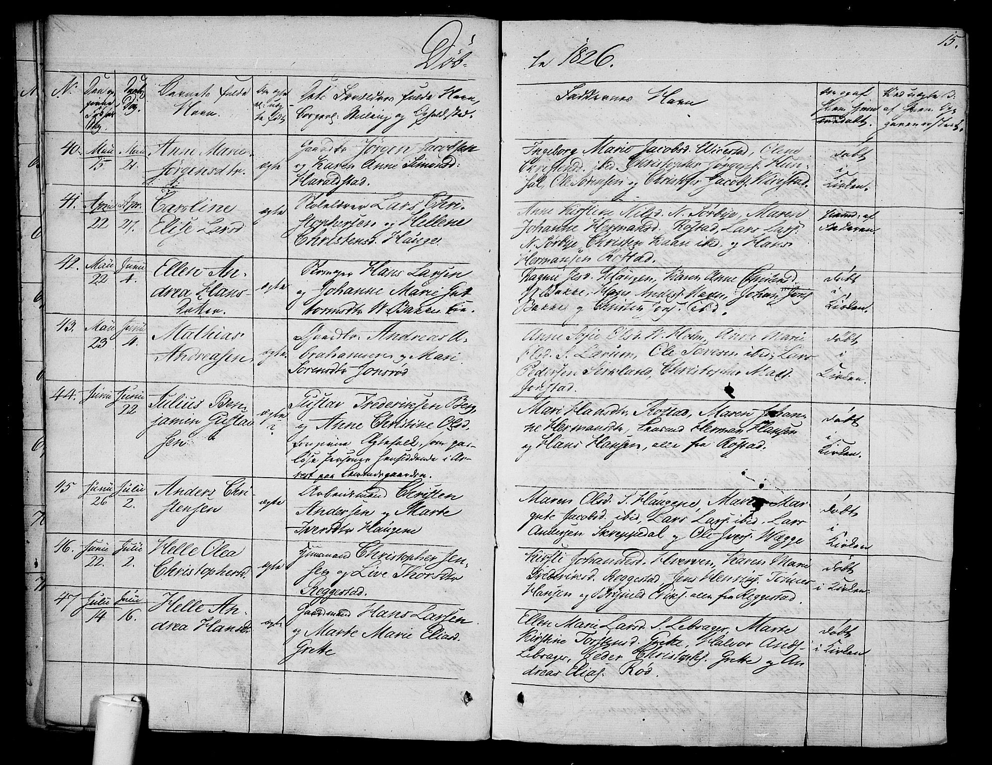 Våle kirkebøker, AV/SAKO-A-334/F/Fa/L0008: Parish register (official) no. I 8, 1824-1844, p. 15