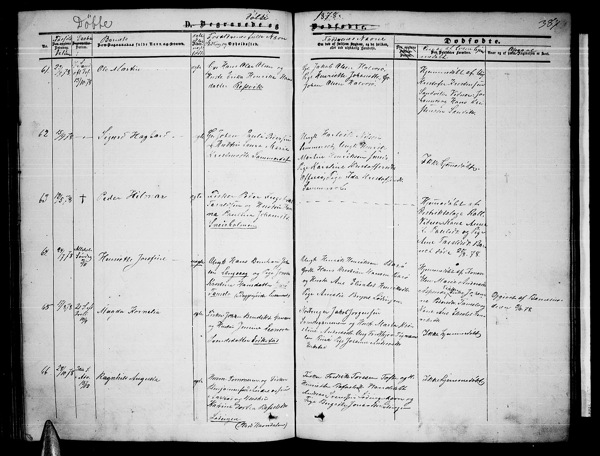 Ministerialprotokoller, klokkerbøker og fødselsregistre - Nordland, AV/SAT-A-1459/872/L1046: Parish register (copy) no. 872C02, 1852-1879, p. 387