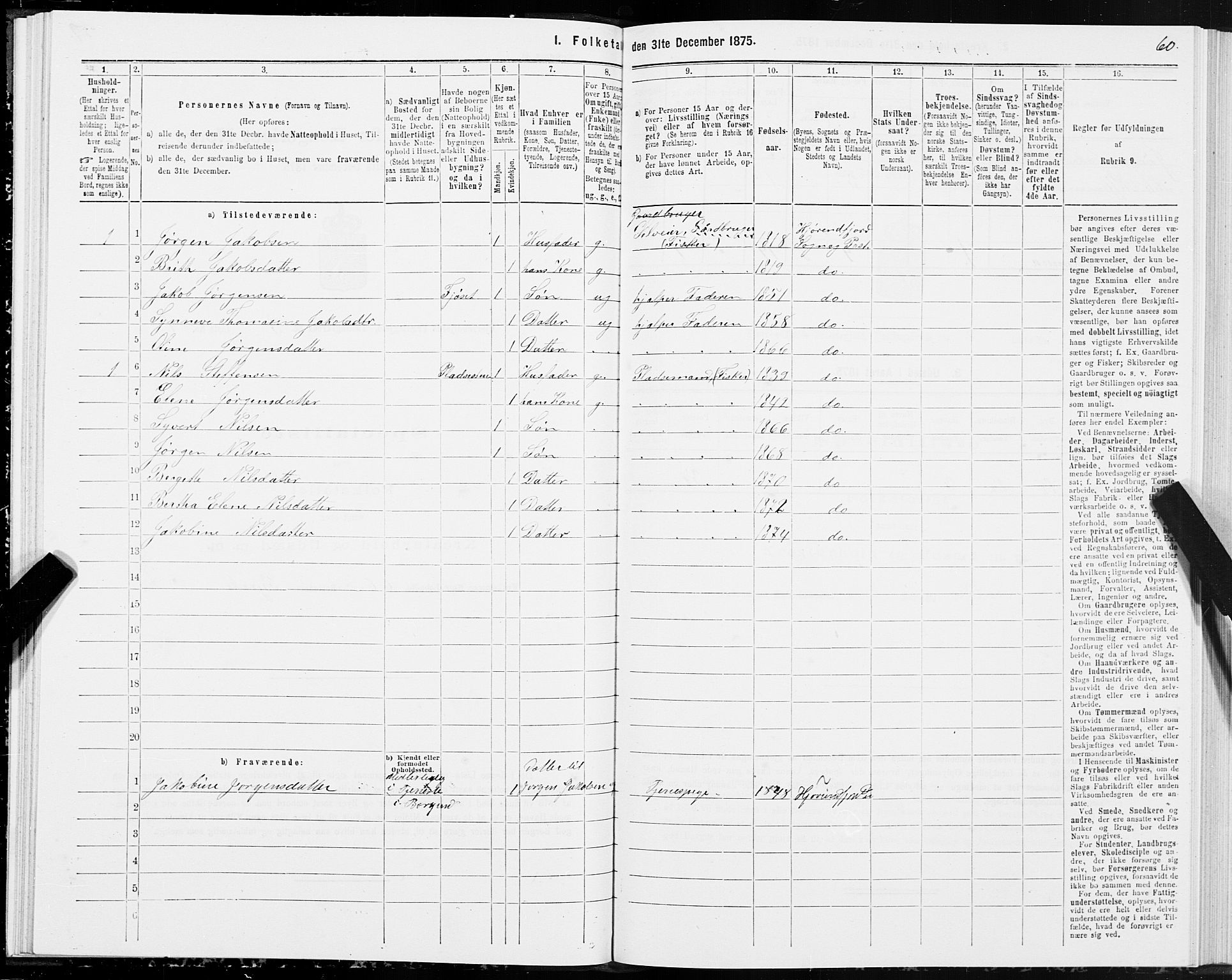 SAT, 1875 census for 1522P Hjørundfjord, 1875, p. 2060