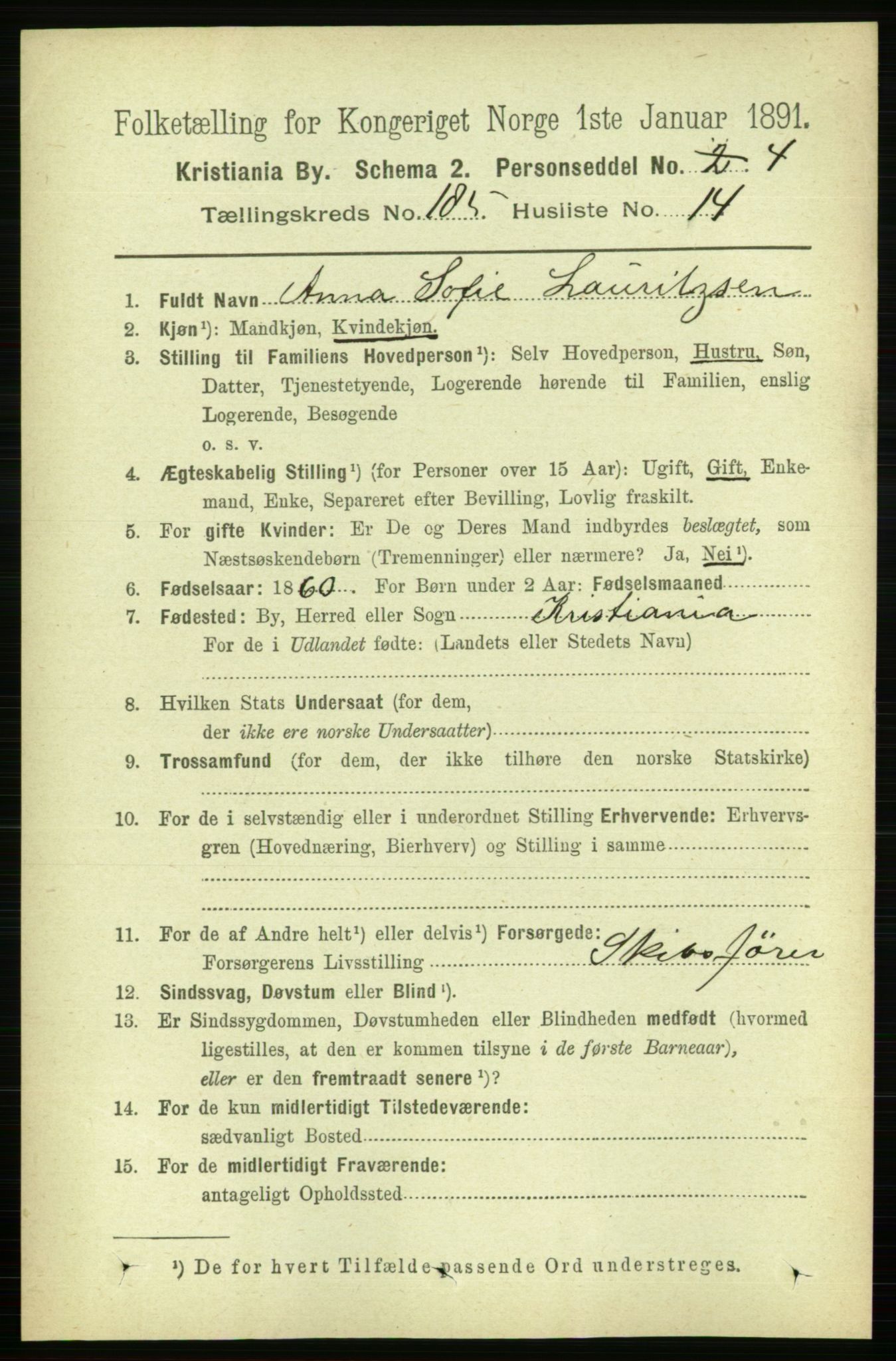 RA, 1891 census for 0301 Kristiania, 1891, p. 111089