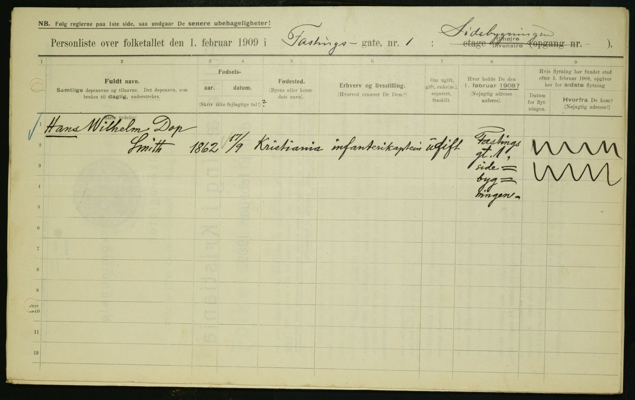 OBA, Municipal Census 1909 for Kristiania, 1909, p. 21286