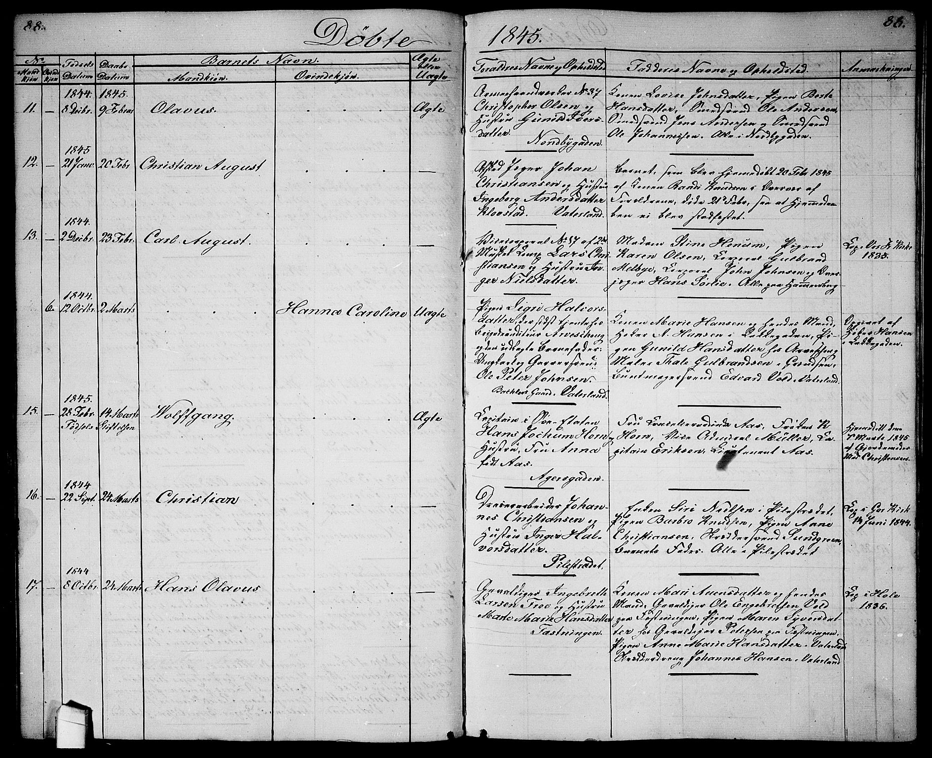 Garnisonsmenigheten Kirkebøker, SAO/A-10846/G/Ga/L0005: Parish register (copy) no. 5, 1841-1860, p. 88