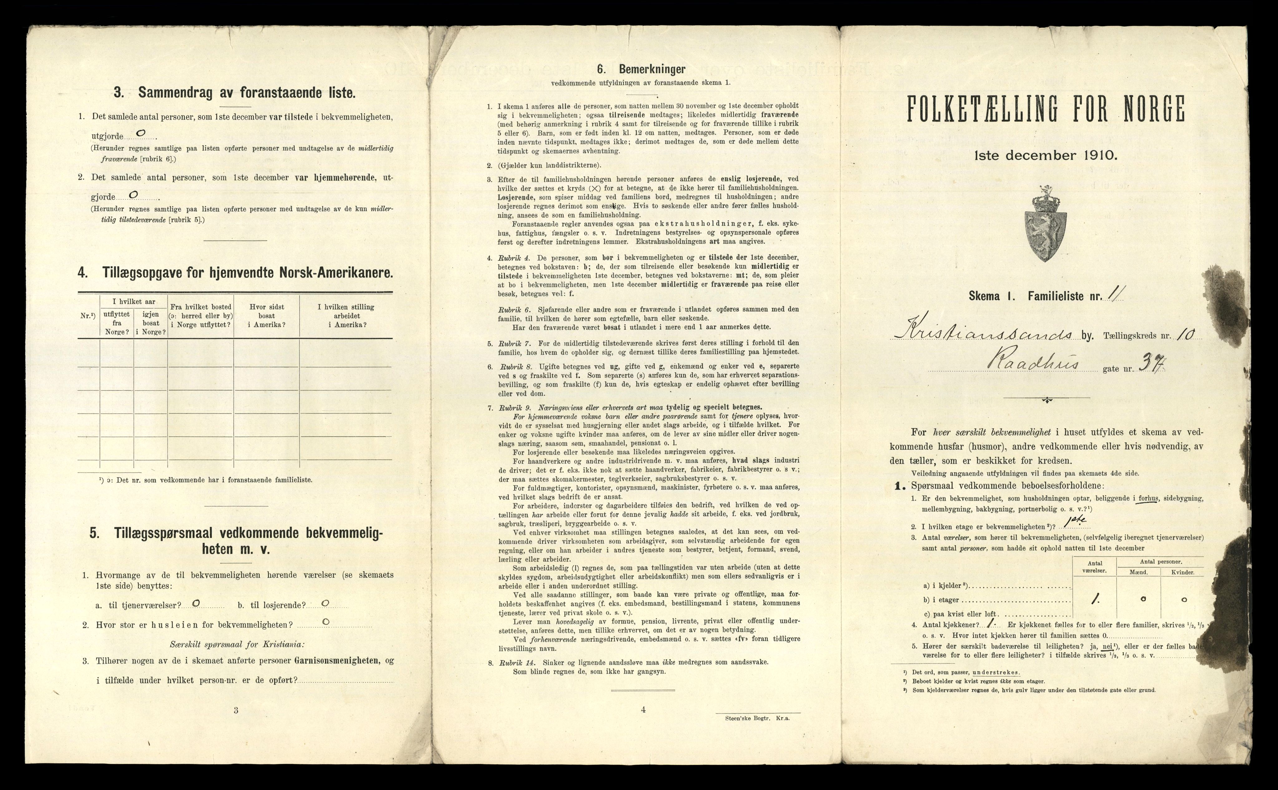 RA, 1910 census for Kristiansand, 1910, p. 2254